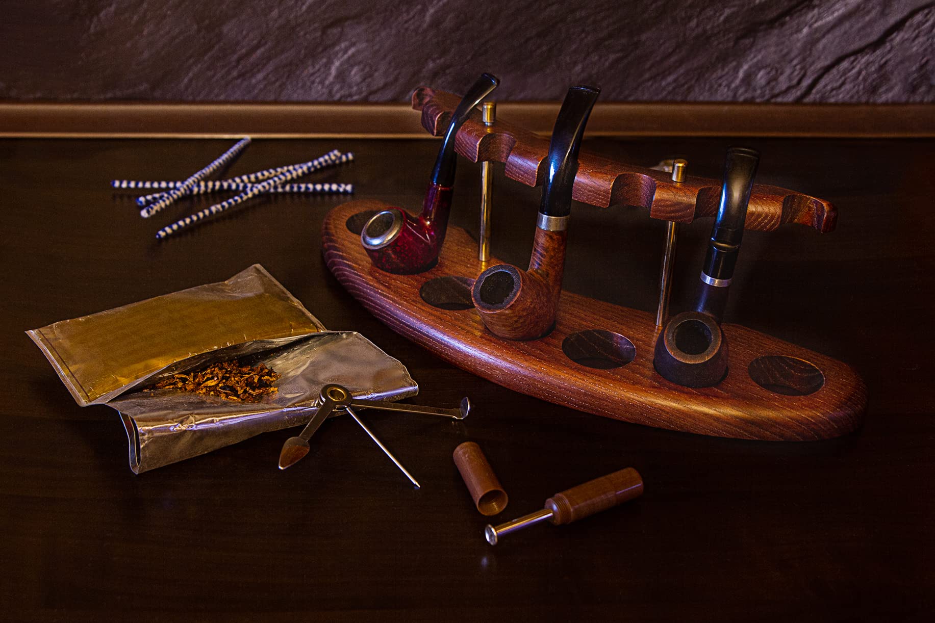 Buy Watlux Tobacco Pipe Wooden Display Stand Rack Hold"Arch 7" for 7