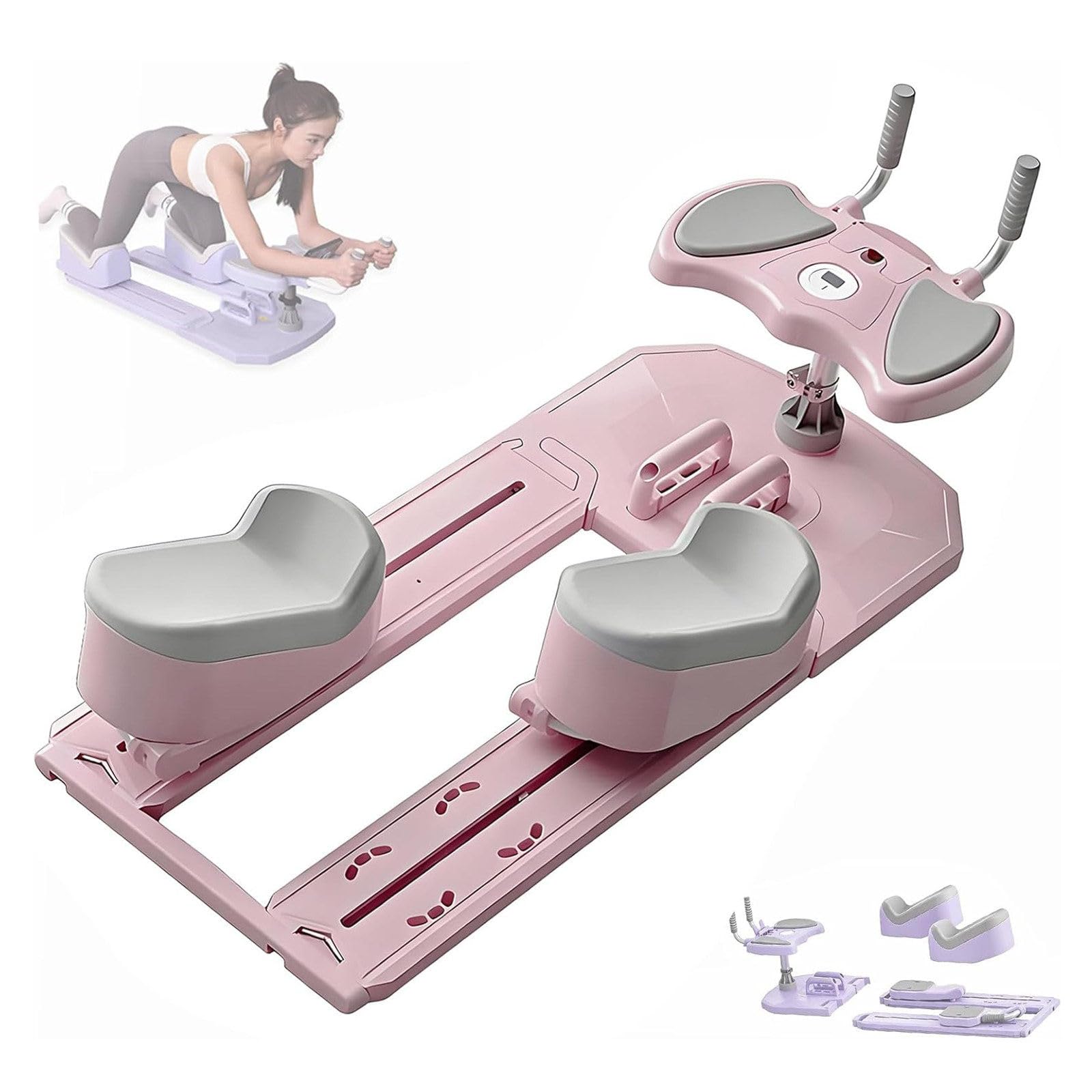 DDZJTPP 6-In-1 Spine Twist Trainer, Detachable Waist Trainer Machine Digital Timer Home Gym Equipment for Waist Trainer Workout Waist Toning Back Leg Stretching Pink