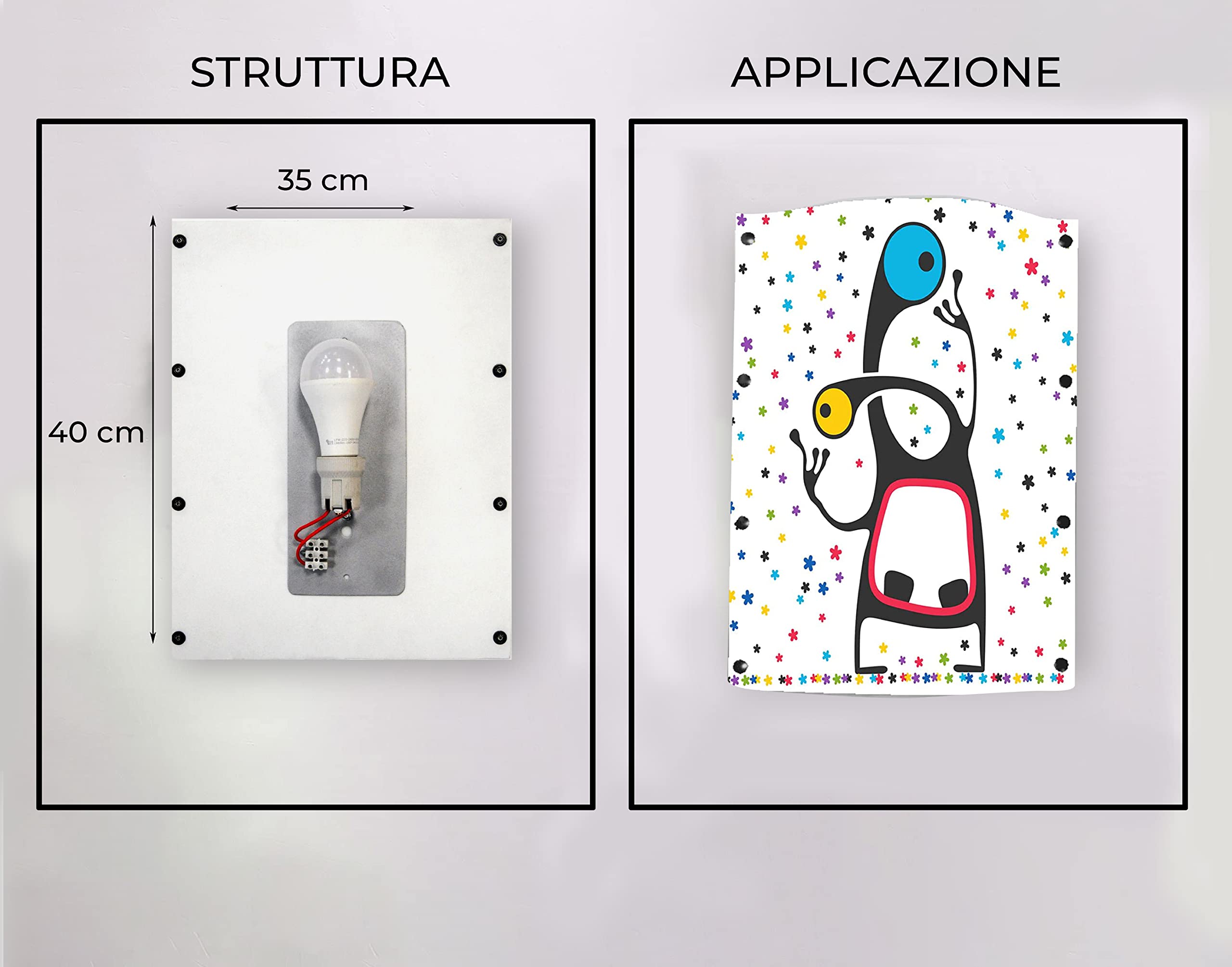 Lampada Applique Mongolfiera Luce Bambini Da Muro Per Camera – Applique idea regalo – Grafica Esaltante – Luce Cameretta Bambini 35x40