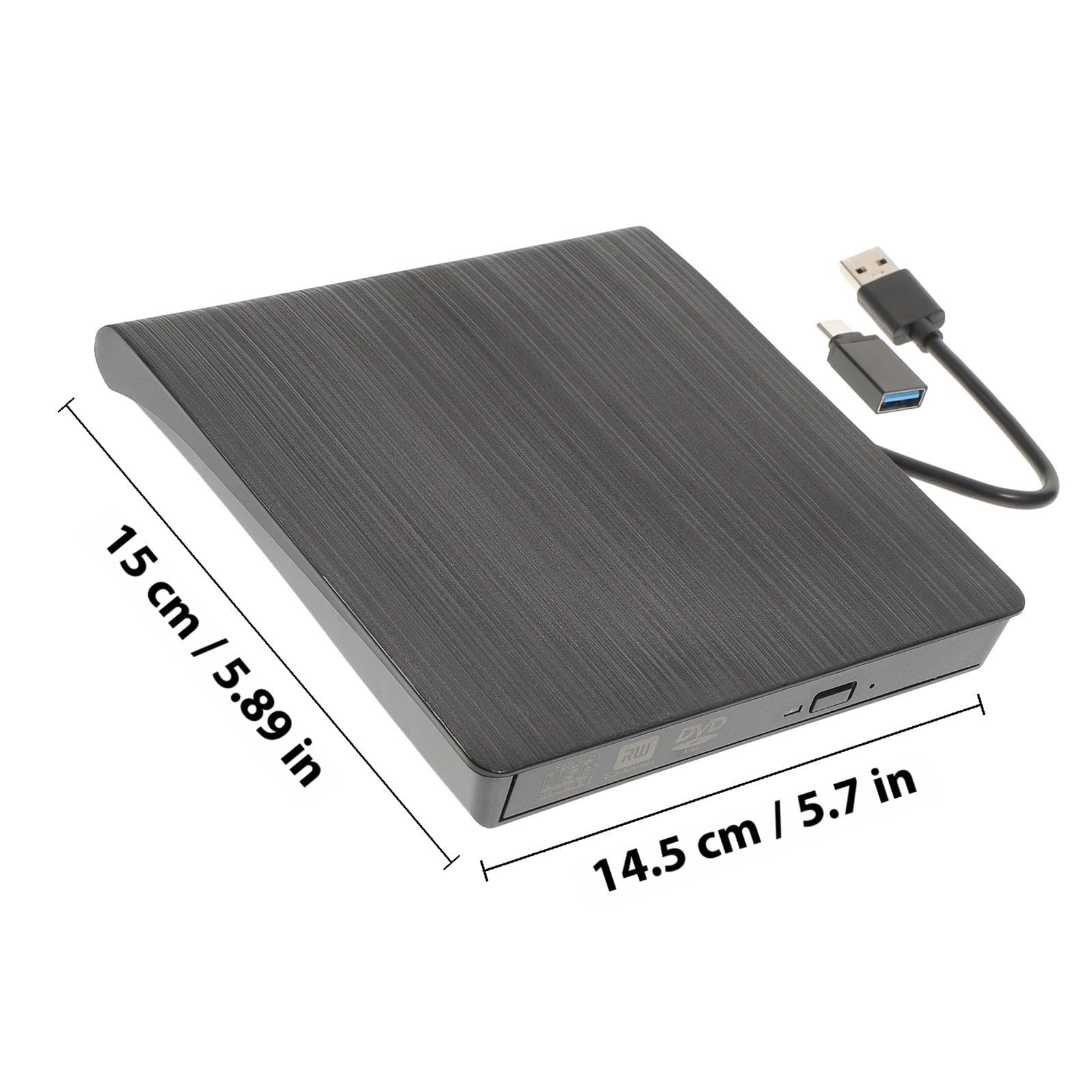 Toyvian Óptica Externa CD DVD Grabadora Usb3.0 12,7mm, Abs, Negro, Plug and Play, Botón Emergente, CD 24x y DVD 8X