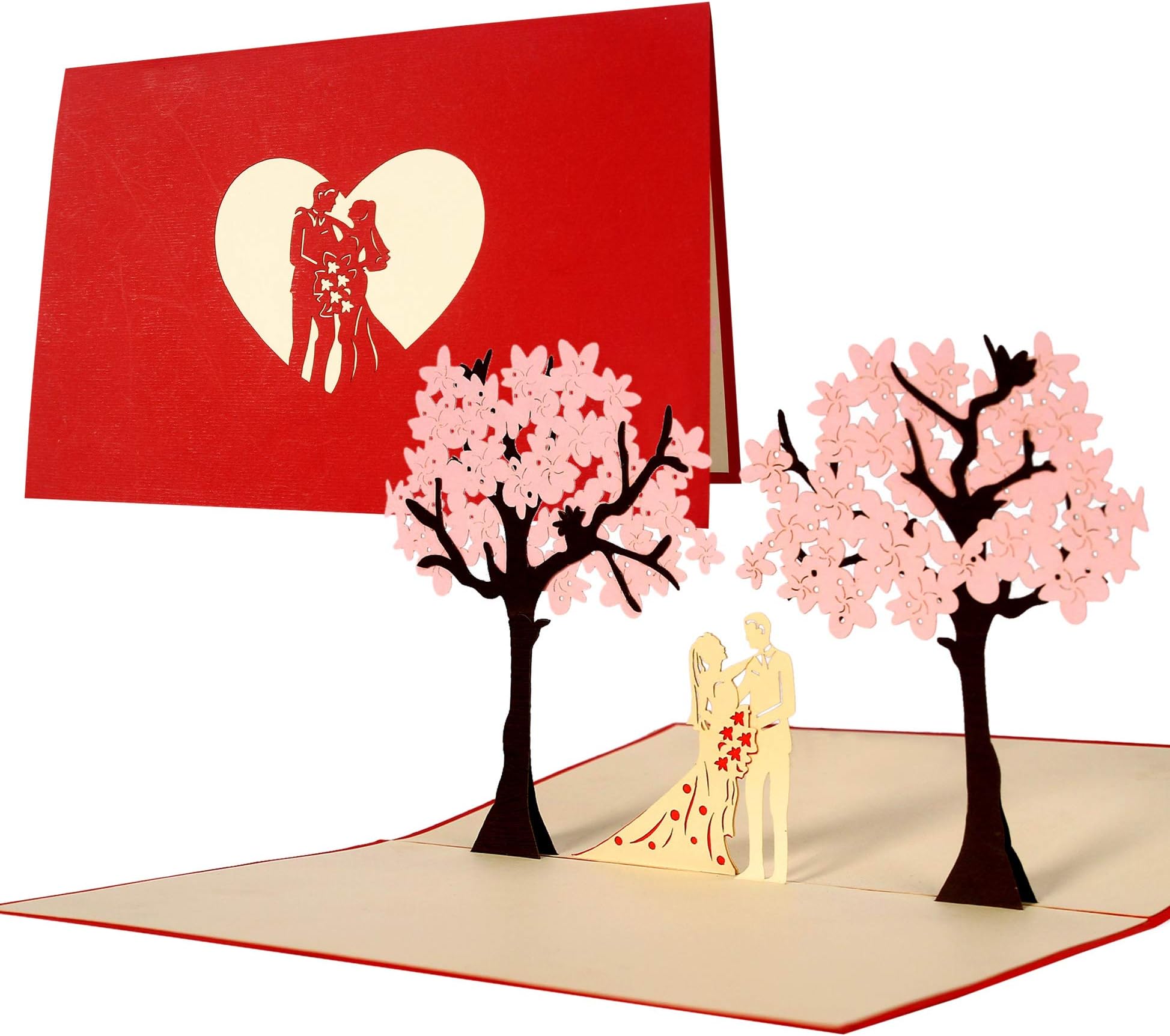 Buy Pop Up Valentine's Day Card, 3D Cherry Blosso Bridge With Couple, Roantic Anniversary Card