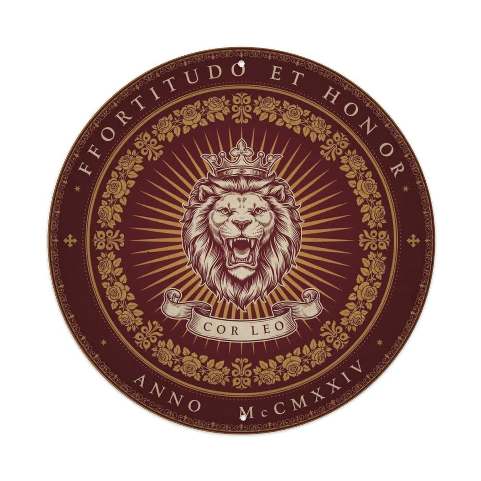 Vintage Lion Sun Metal Tin Sign Plaque