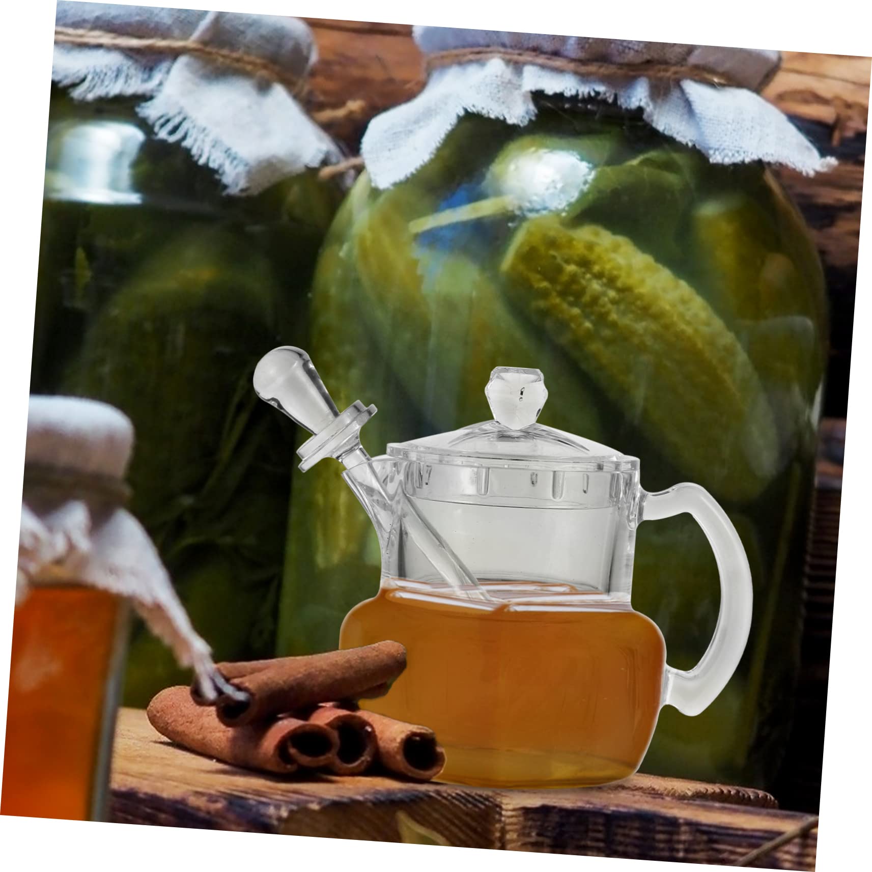 BRIGHTFUFU Elegant Acrylic Honey Jar Honey Pot Syrup Dispenser Kitchen Gadget Honey Jar Party Fav