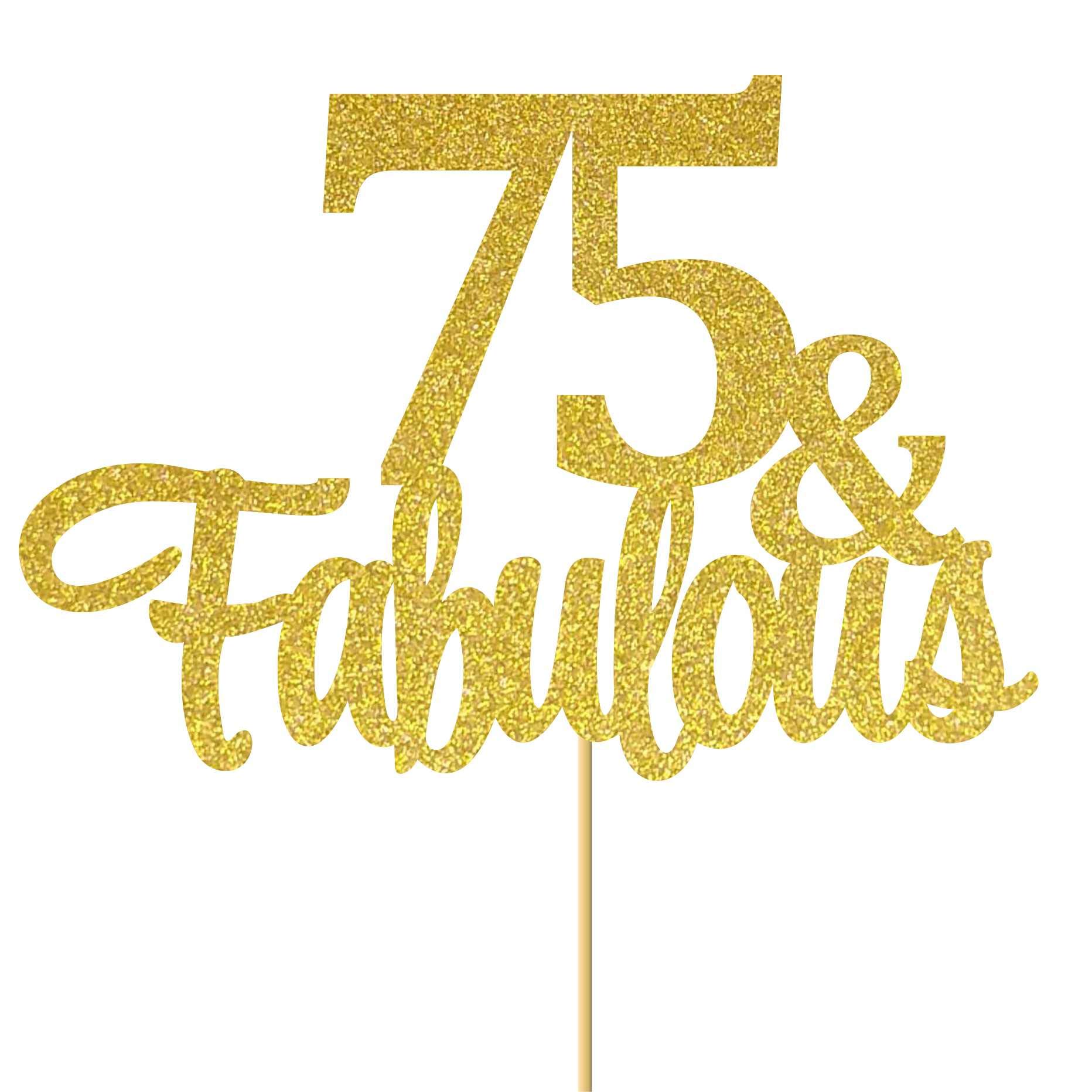 Gold Glitter 60th Birthday Cake Topper - "60 & Fabulous" -14