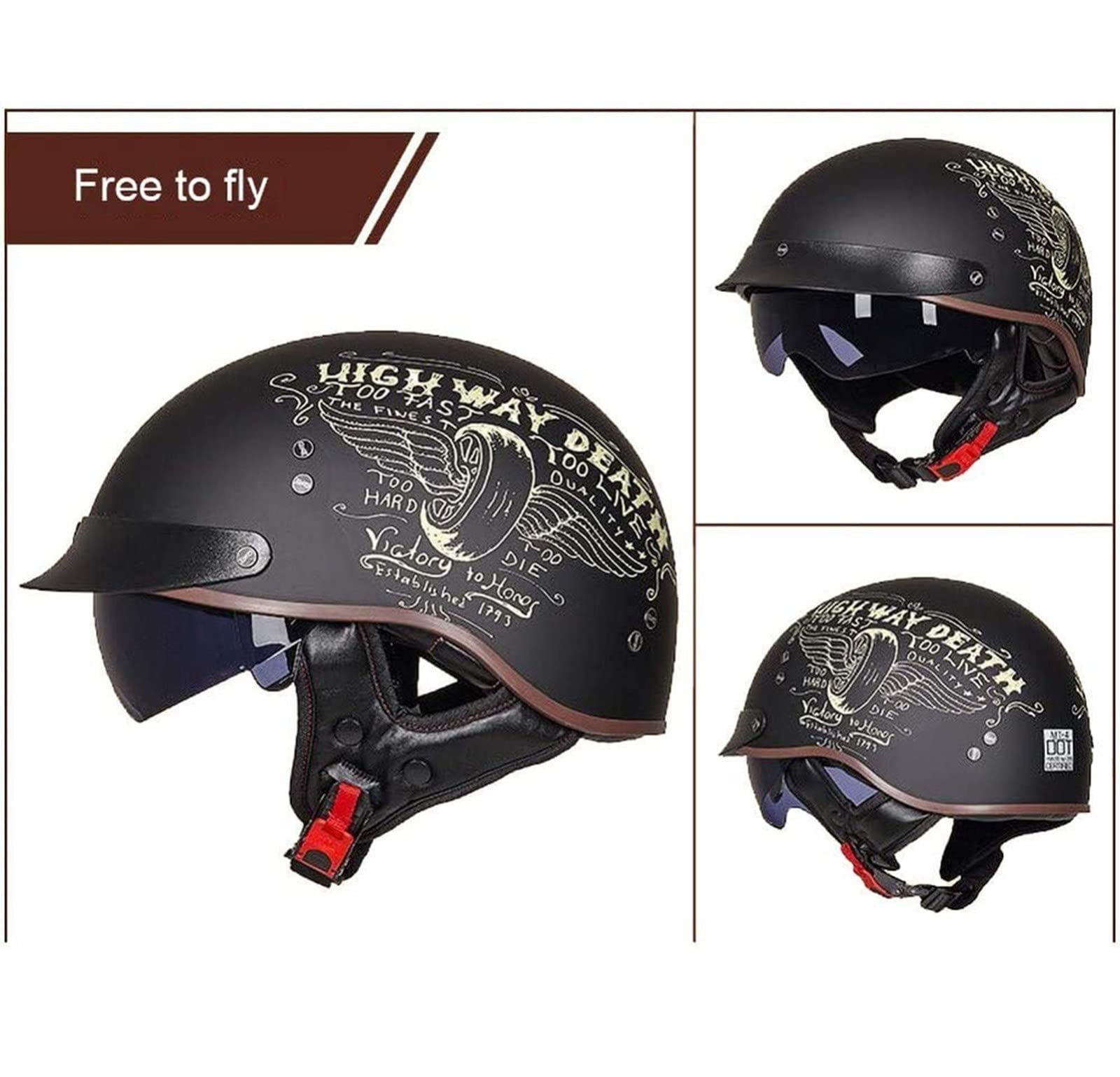 Motorfiets Retro Jet Helm DOT Goedgekeurd-Man Vrouw