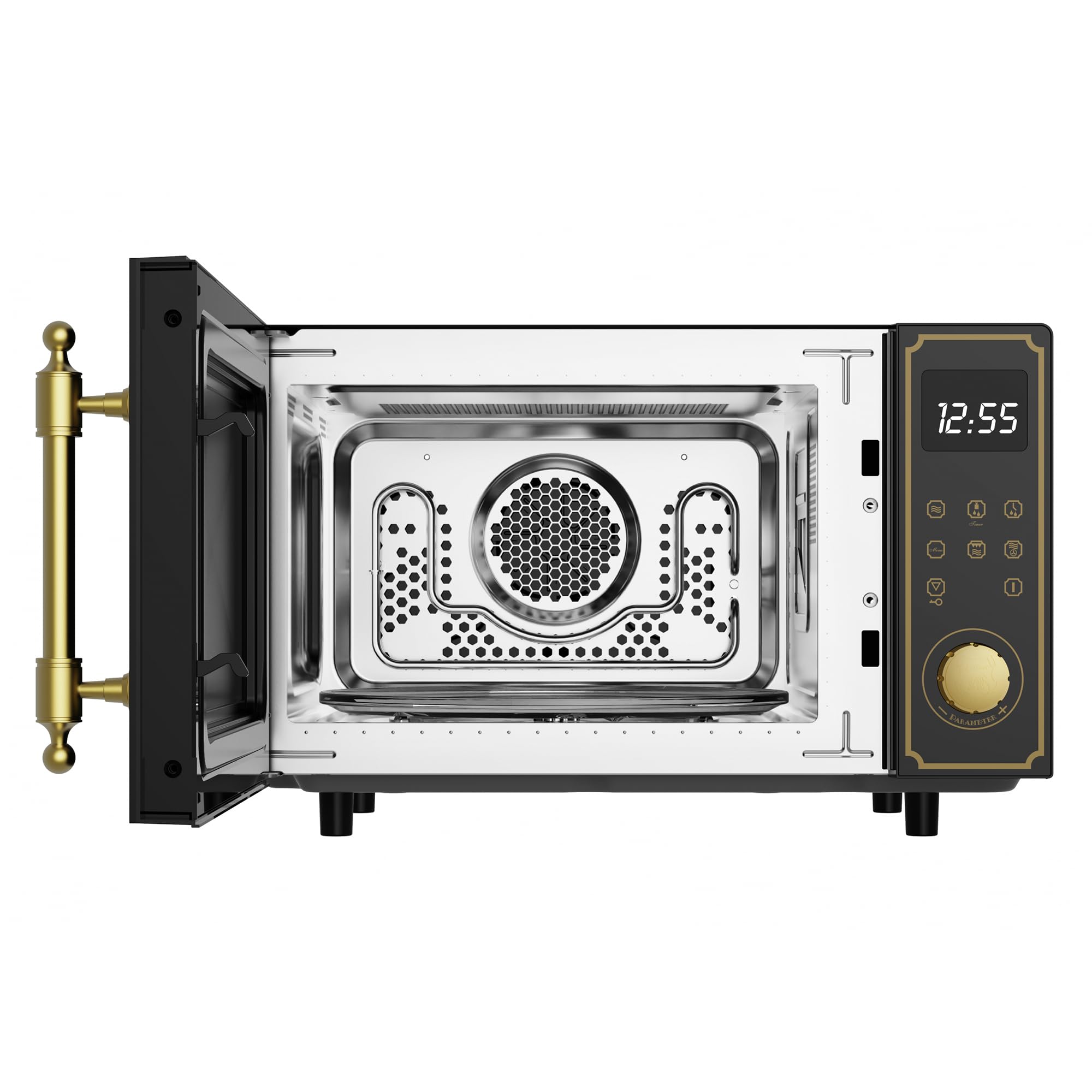 Kaiser Empire M 2530 Four micro-ondes rétro noir 25 l 1200 W barbecue 2200 W chaleur tournant FullTouch verre métal
