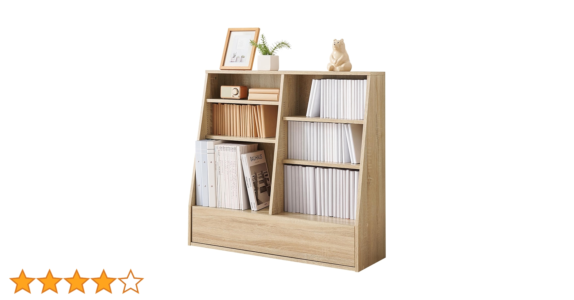 Amazon｜萩原 本棚 ブックラック 大容量 可動棚付き【1㎝刻みで