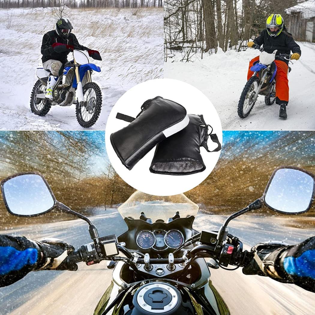 ZLZNX Guantes de Moto Manoplas Manillar de Motocicleta Forrados de Felpa a Prueba de Frío a Prueba de Viento Manguitos Térmicos Gruesos de Invierno