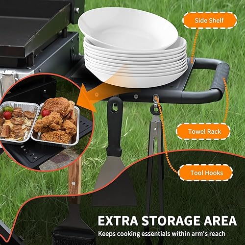 Miniatura 6 de Plancha de gas propano portátil flexible de 30 pulgadas con tapa, 2 quemadores de 30,000 BTU, parrilla grande de 30 pulgadas con estante de