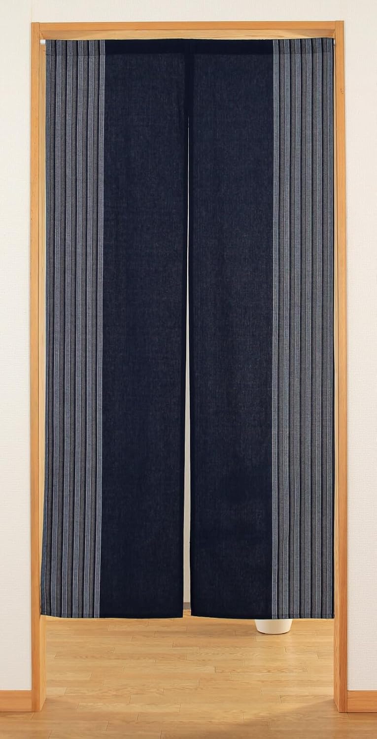 Japanese Curtain Noren Tapestry Curtains for Doorway Including Clips (Indigo Blue)