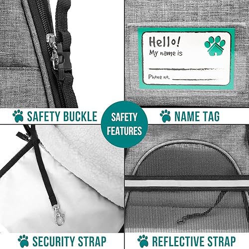 Miniatura 5 de PetAmi Transportador de mascotas aprobado por aerolíneas para gatos, transportador de perros de lados suaves para perros pequeños, suministros de