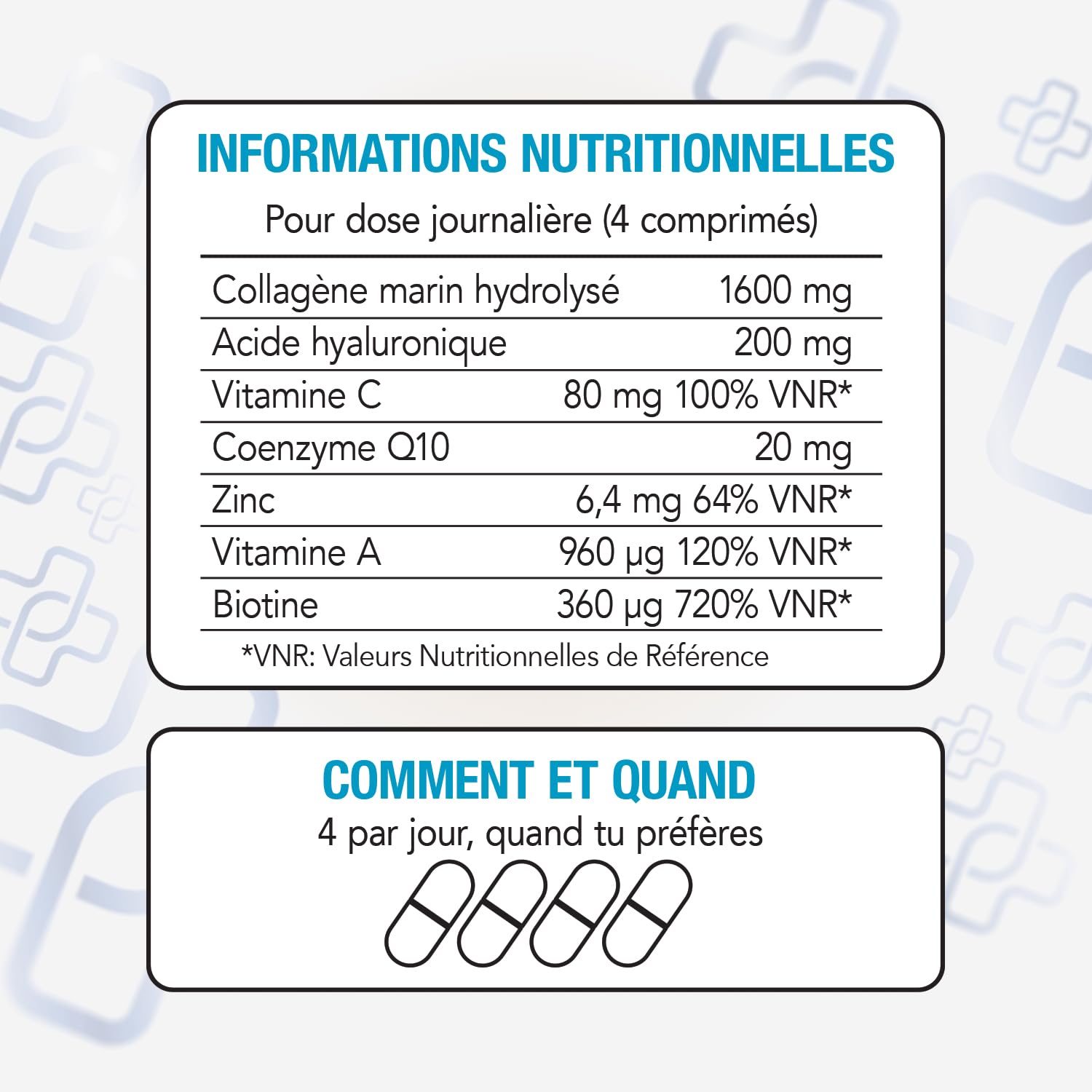 Collagène Marin Acide Hyaluronique PiùLife – 2000 mg Collagène Hydrolysé Type 1, Vitamine C, Biotine, Zinc, Q10 – 240 Comprimés – Peau, Cheveux, Articulations