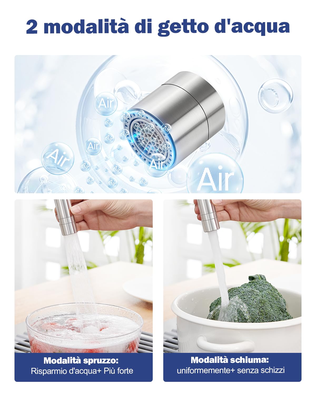 Rubinetto Lavello Cucina, Rubinetto Cucina, Rubinetti Cucina in Acciaio Inox, Miscelatore Cucina, Modalità acqua doppia, 360°Rubinetto Pieghevole Lavello Cucina, Rubinetto Sottofinestra Nero