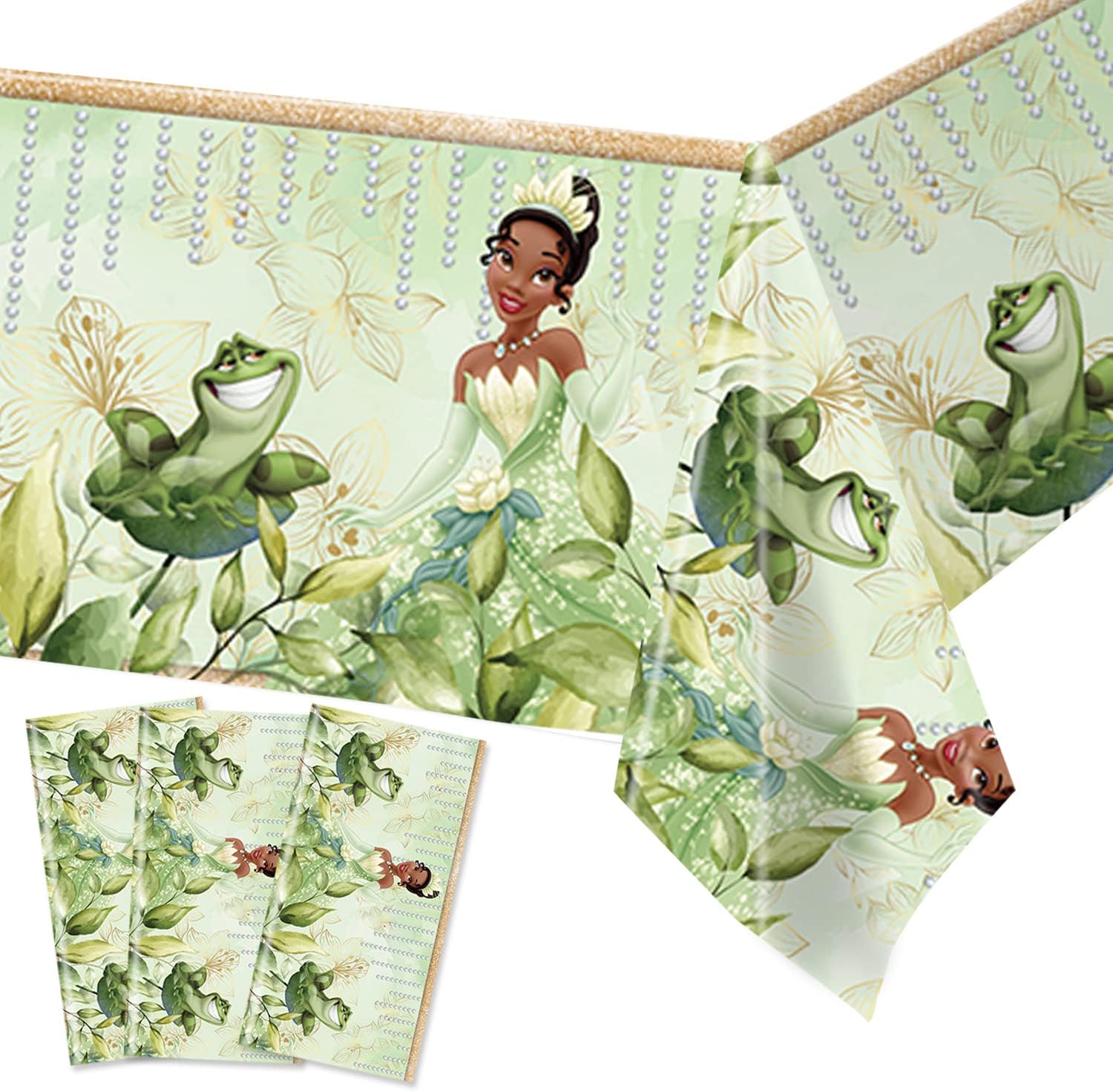 Princess Tablecloth Green Floral Birthday Party Table