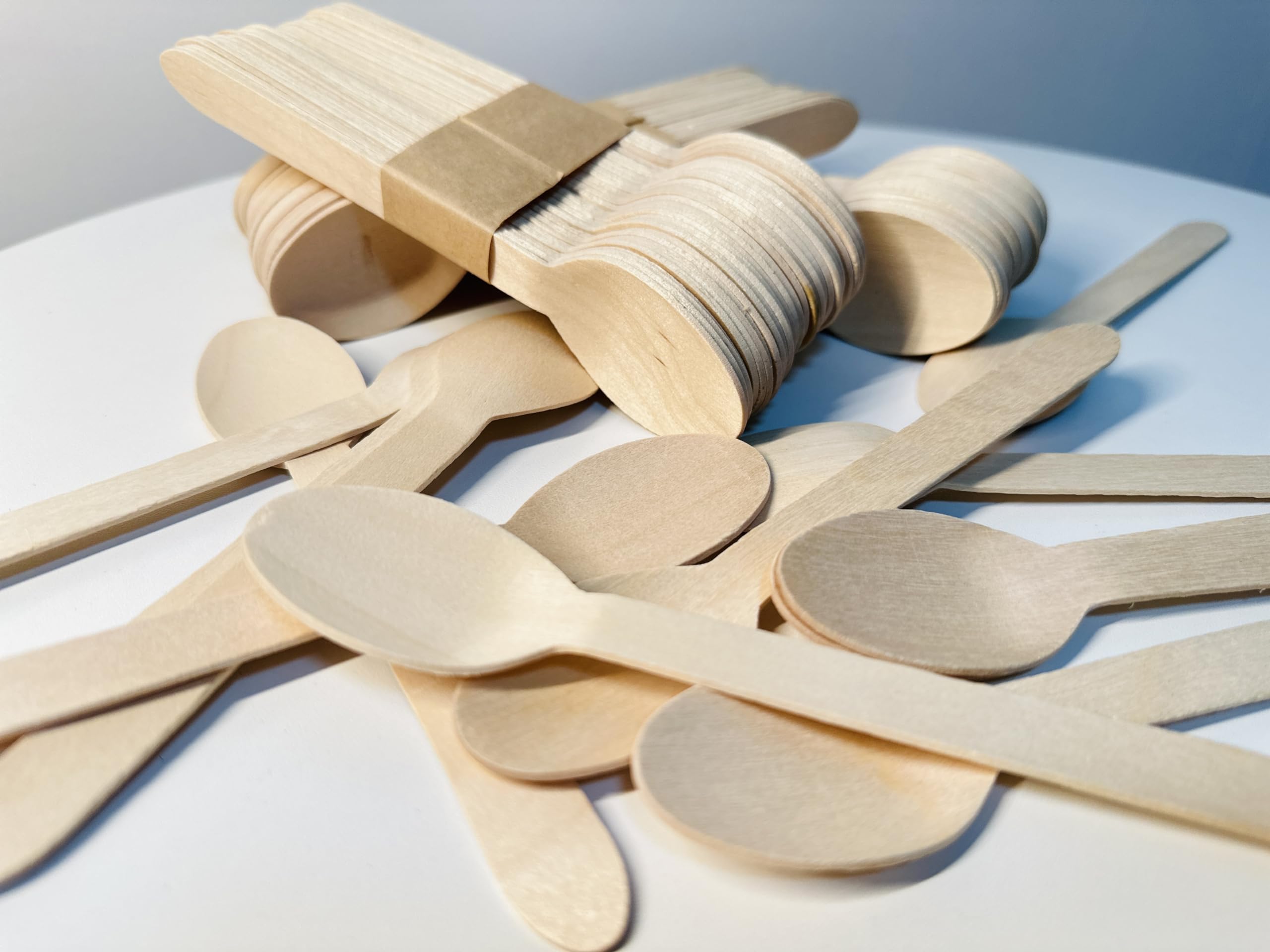 SunMoon Eco Friendly 300 Pack Wooden Spoons Disposable, 16cm Long - Image 2