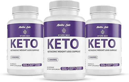 Stark Max, fórmula cetogénica avanzada de tiburón de 1300 mg, StarkMax, fabricado en los Estados Unidos, (paquete de 3 botellas), tanque de