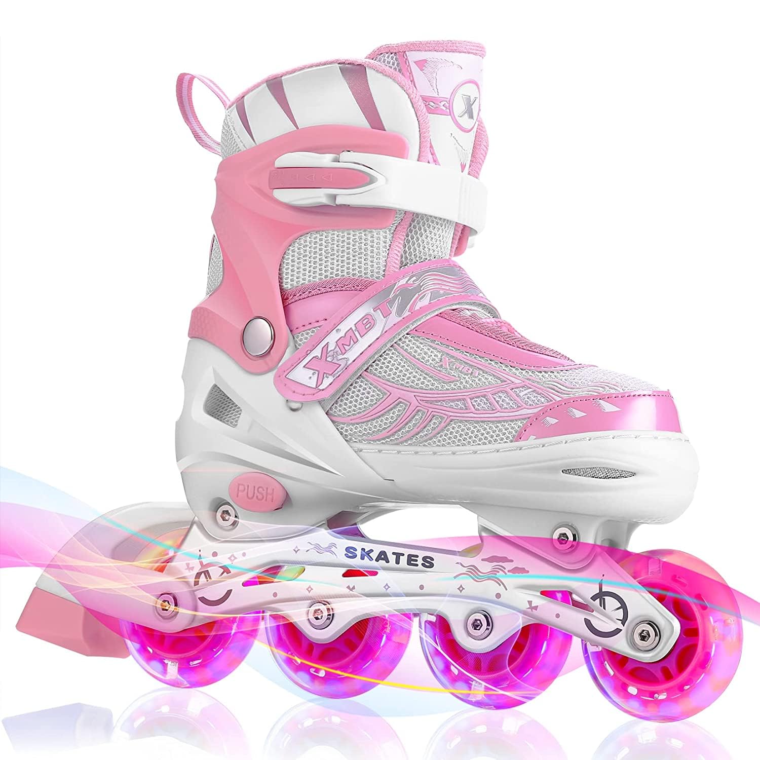 EONWISE Inline Skates with PU Flashing Wheel Aluminum Body in-Line Skates with Size Adjustable with LED Flash Lights Set for Boys Kids and Girls Length for Age 8-16 Years (Pink) (B0BMQL8VWP) Amazon Price History, Amazon Price Tracker