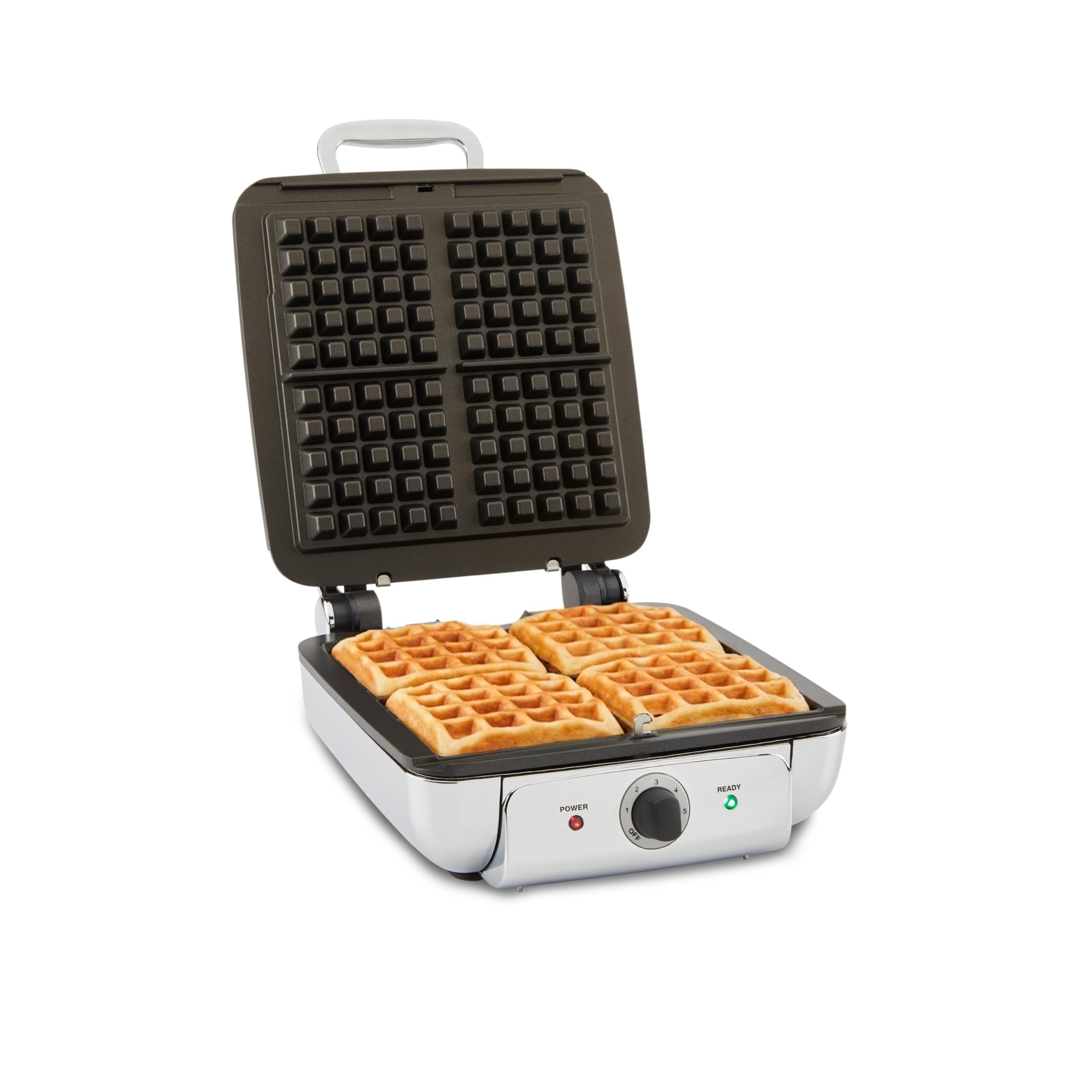 All-Clad Stainless Steel Waffle Maker 4 Section, Thick Belgium Waffle Makers, Upright Storage 1600 Watts, Nonstick, 6 Browning Levels, Dishwasher Safe-image-4