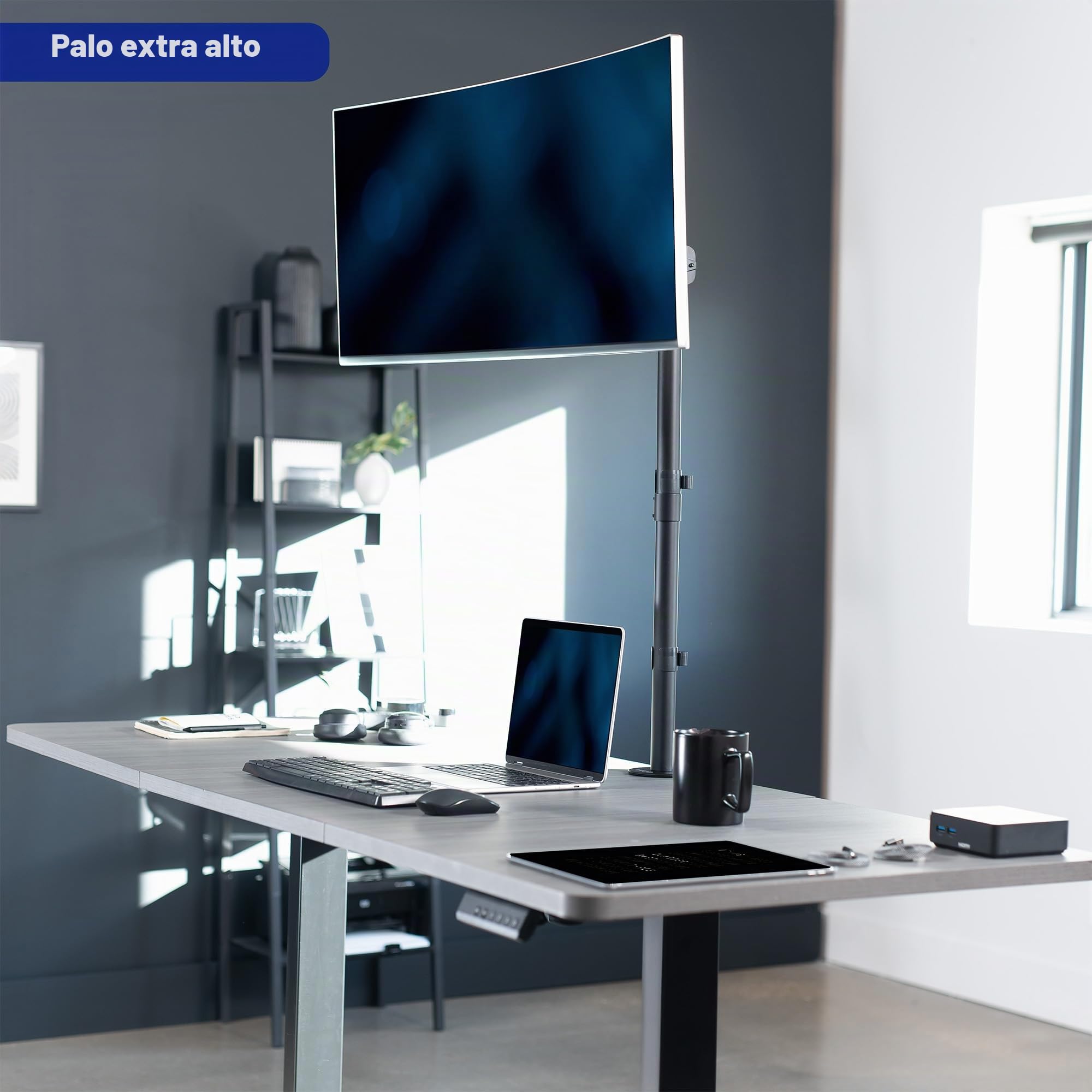VIVO STAND-V001T - Supporto da tavolo per monitor singolo, extra alto, completamente regolabile per 1 schermo LCD fino a 32", ultra wide screen fino a 38", capacità 10 kg