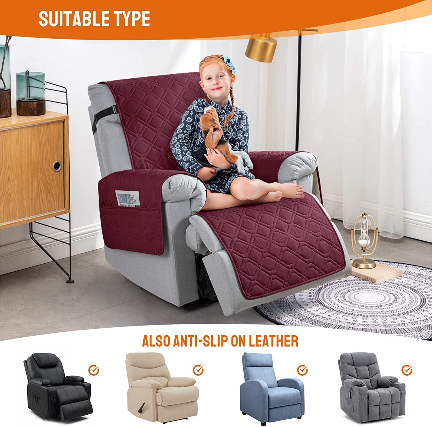 Poltrone Relax Elettriche Copripoltrona Elasticizzato 1 Posto - Lavabile, Per Poltrone Reclinabili, Con Braccioli, Universale Divano Con Braccioli