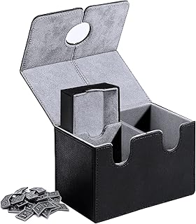 Large Premium Double Deck Case Box for 200+ Sleeved Cards Case Large Twin Flip Deck Case with Dice Tray Fits MTG/TCG/CCG (Black)