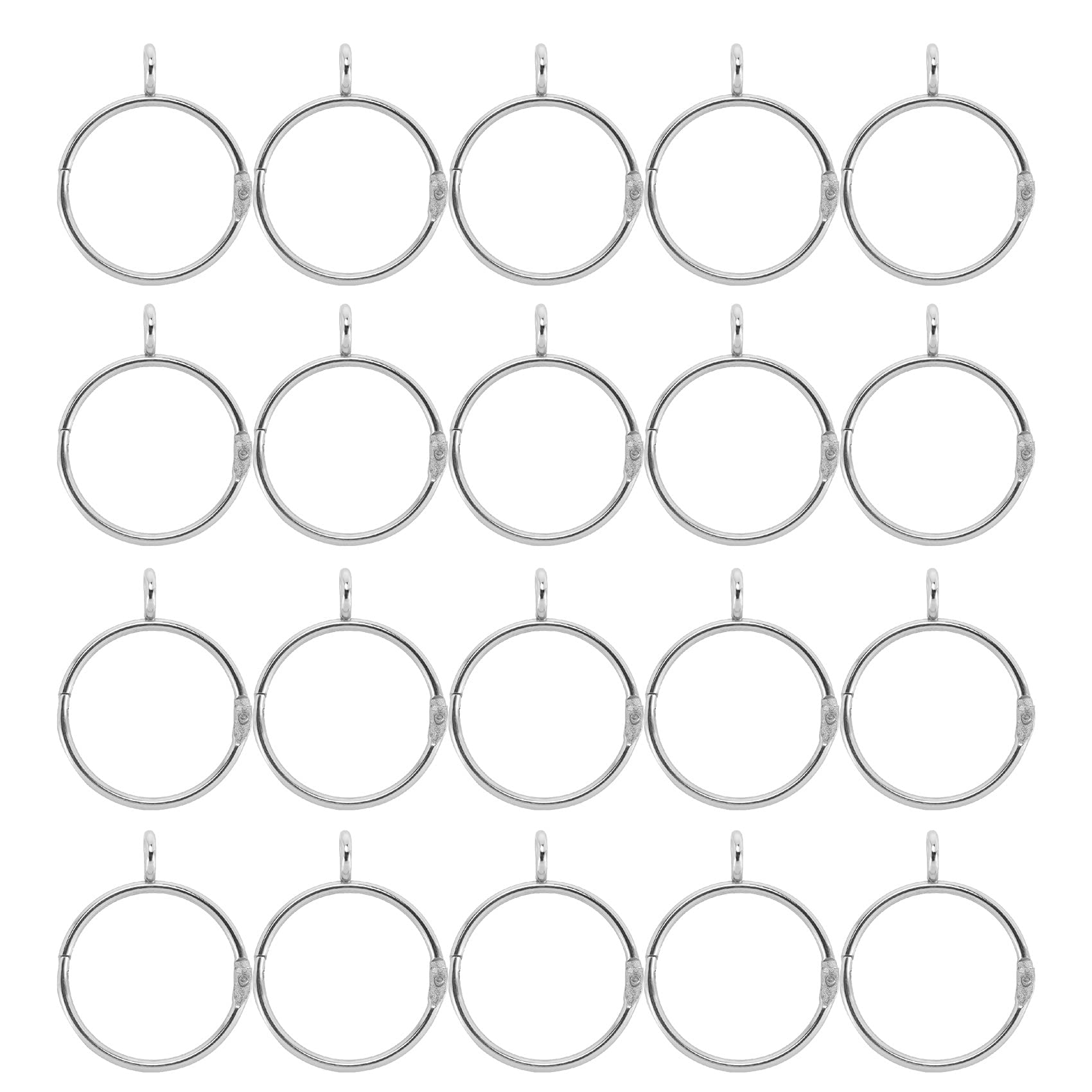 CTRLZS 20 Pcs Openable Silver Curtain Rings Open and Close Metal Rustproof Drapery Loops with Eyelet for Hook Pins (1.5 Inch)