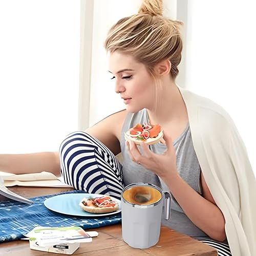 Miniatura 8 de Taza de café automática con agitación automática, taza mezcladora controlada por temperatura con mezclador integrado, no necesita batería ni imán,