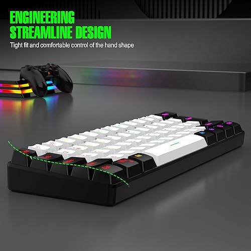 Miniatura 5 de 7KEYS Mini teclado para juegos con 60% con cable, 14+ modos de iluminación RGB, 25 teclas, sensación mecánica anti-fantasma, portátil ultra compacto