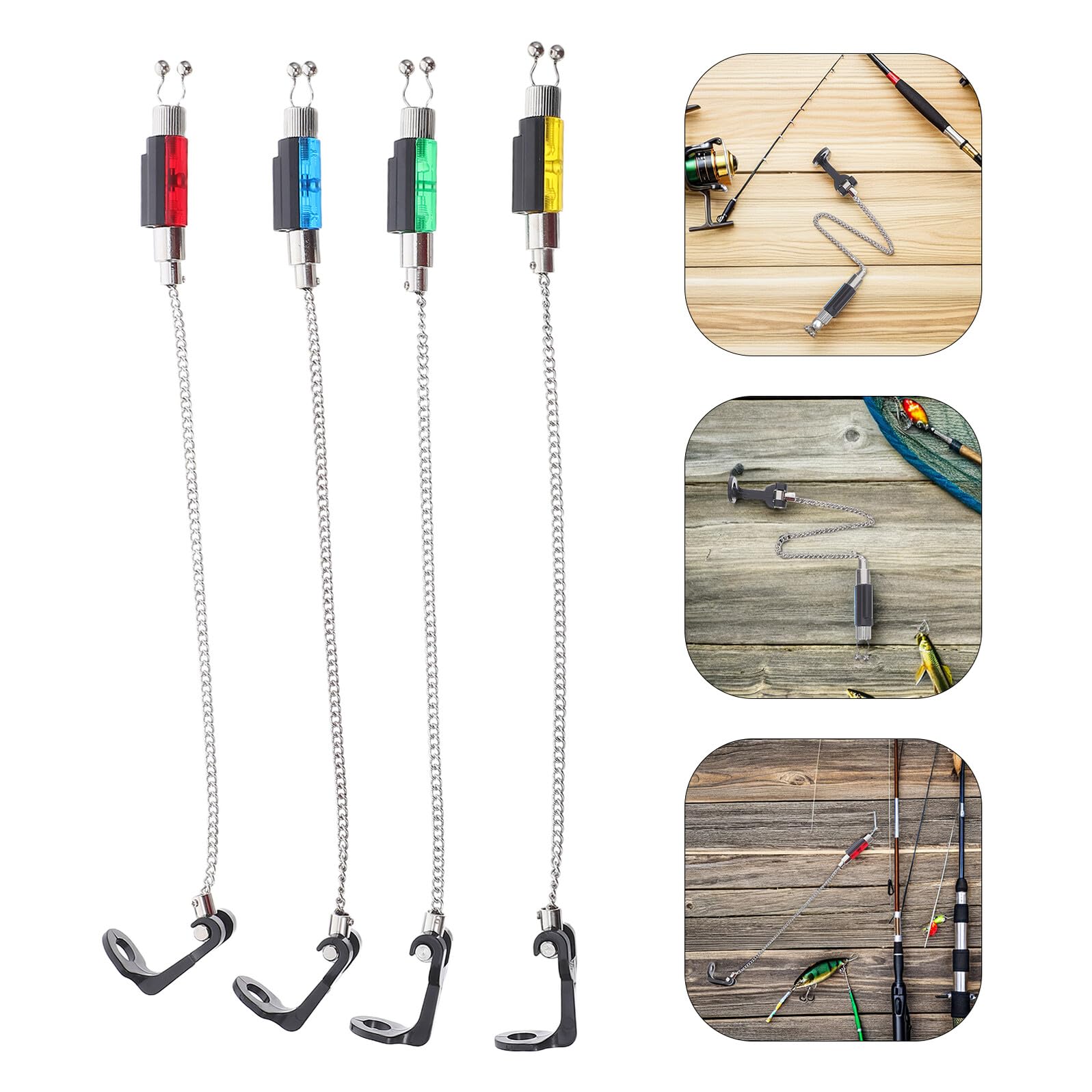 4 Pezzi Indicatori Allarme Pesca Senza Luce con Clip Swingers Tensionatori per Canna da Pesca Accessori Resistenti e Silenziosi per Pescatori da Fiume e Outdoor