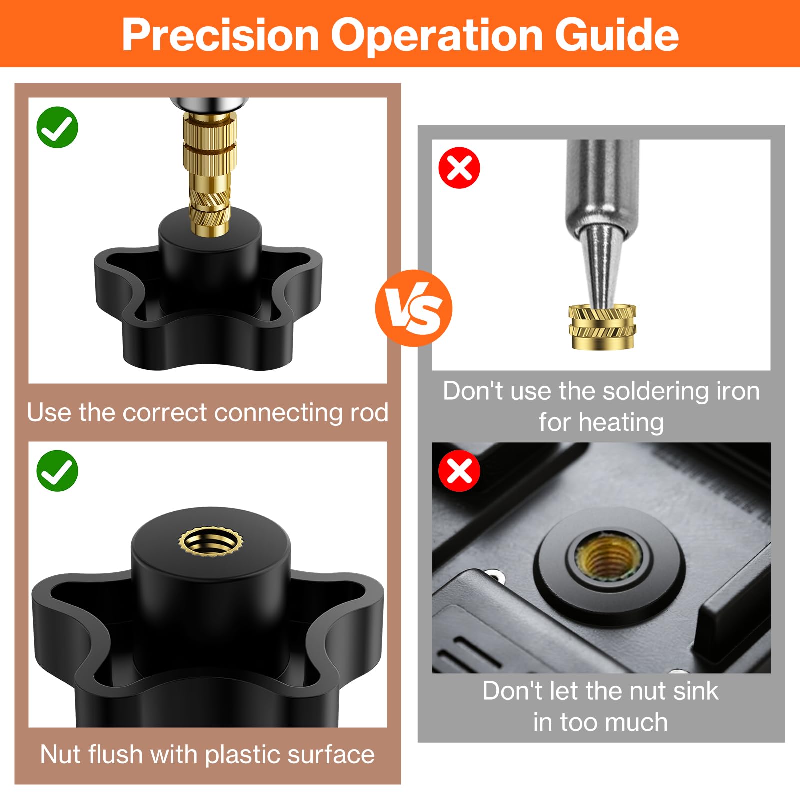 M3 Insert Fileté, Preciva Jeu de vis Filetées,Kit de Fer à Souder(200~500℃), 360 Pièces Insert Fileté Metal M3 avec vis boulon assorties,Accessoires compatibles avec les Imprimantes 3D