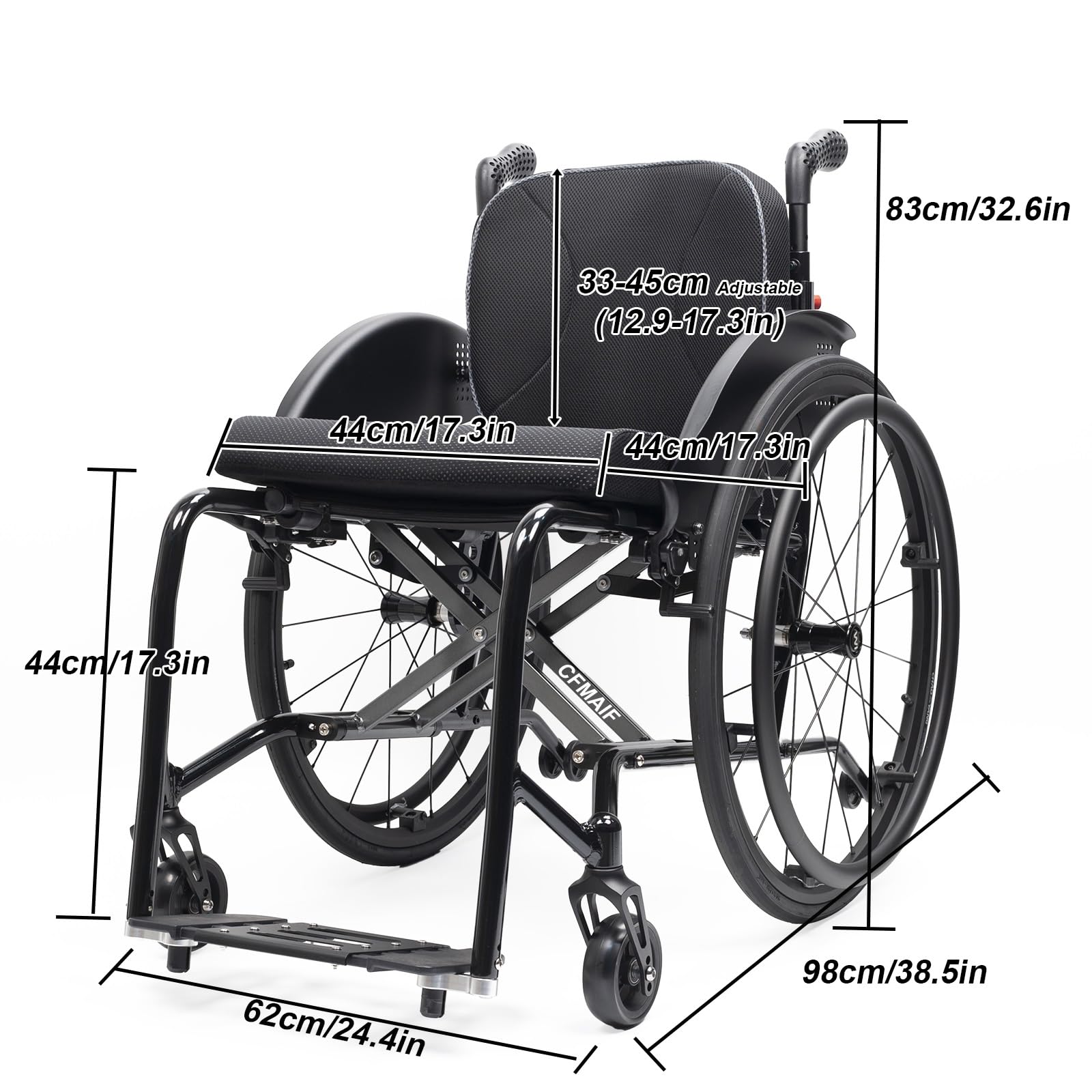 Silla de ruedas plegable aluminio,de aluminio para viajes,Autopropulsable | Ligera, for Adultos,Transporte, de tránsito, Reposapiés extraíbles,Frenos de mano, for Exterior(44cm/17.3in Seat)