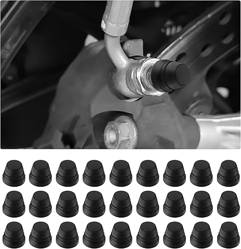 Miniatura 8 de 18PCS Tapas de Purgador de Freno de Disco para Automóvil, Tapas de Acoplamiento de Grasa de Goma Impermeables a Prueba de Polvo, Tapas de