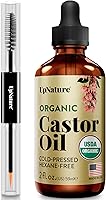 UpNature Organic Castor Oil Lash Serum: 100% Pure Cold Pressed for Eyelash Eyebrow Hair Growth - Hexane-Free 2oz Glass Bottle