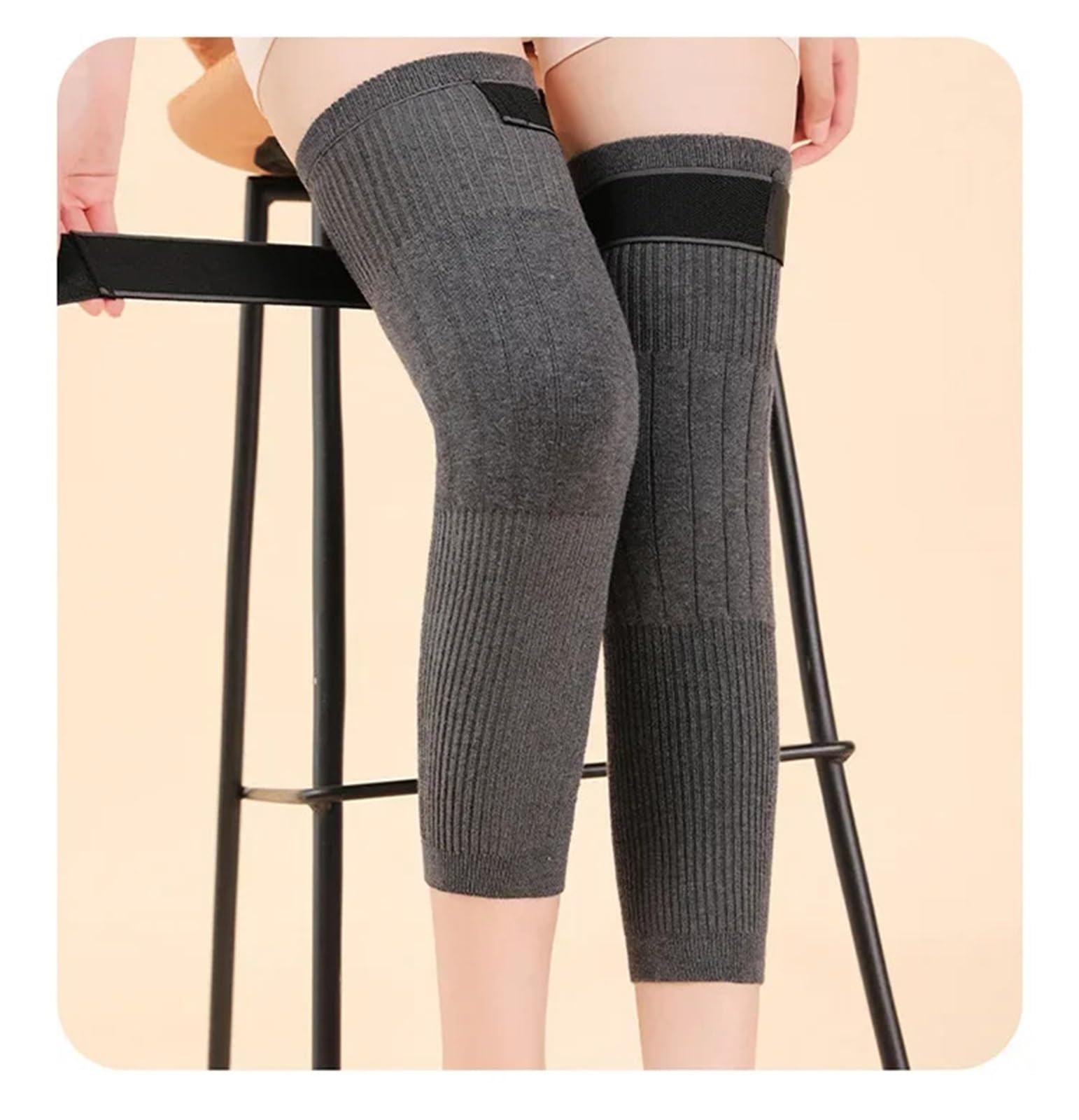 Rodilleras Calientes 1 Pair Knee Brace Support Leg Warmers Winter Warm Thermal Cycling Ski Running Knee Pad Sleeve Warmer Leg Sleeves para El Ciclismo(Gray,L (50-65 kg))