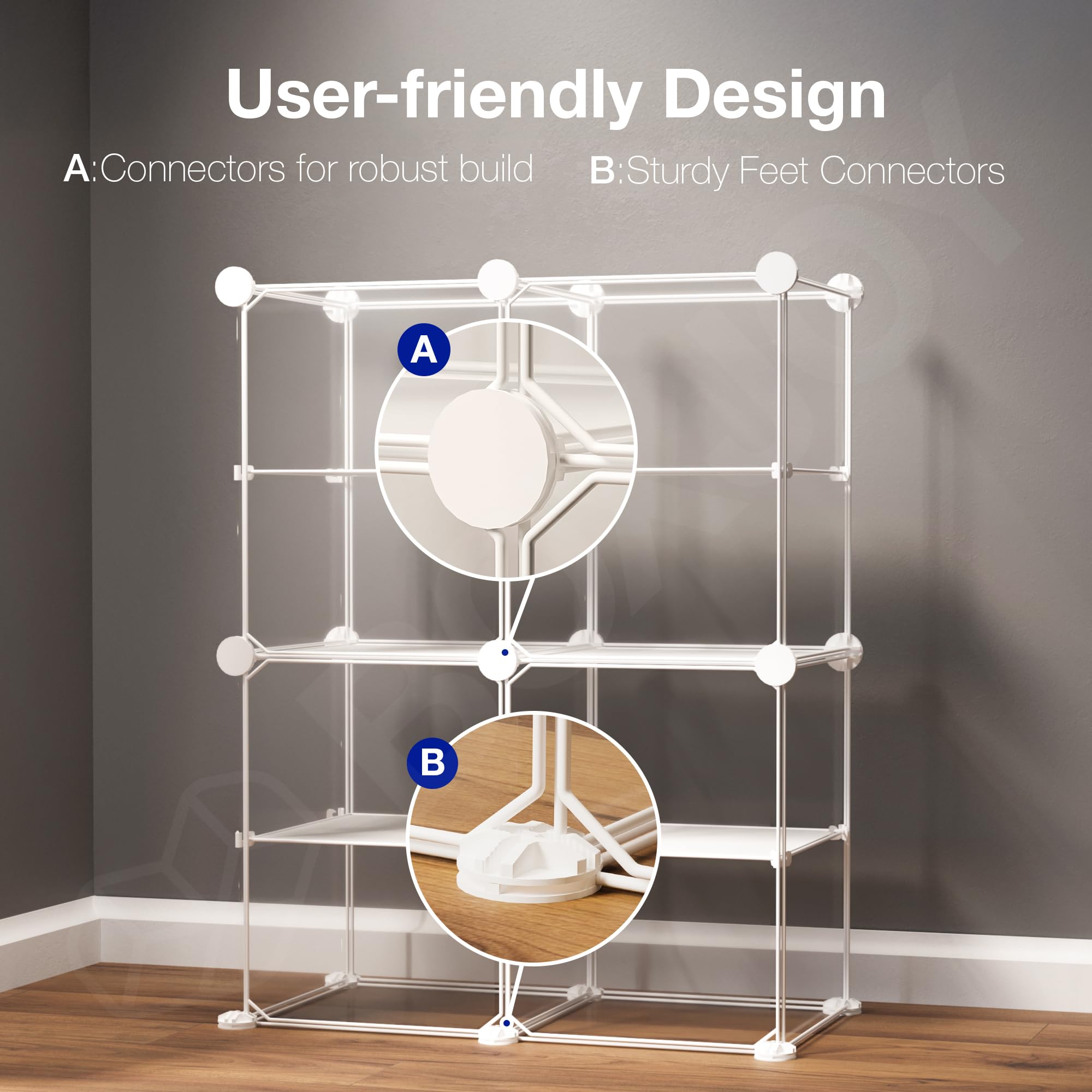 BOXJOY 8 Shelf Transparent Display Rack with Clear Panels and Doors Storage Cabinet for Action Figures Toys Bookshelf Stand for Bedroom Living Room Study Showcase Shelves Organizer Storage Rack Home - Image 4 thumbnail