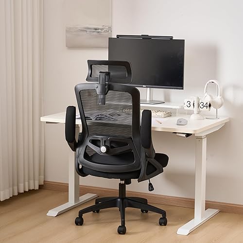 Miniatura 3 de Silla ergonómica de escritorio de oficina con ruedas, sillas de trabajo de computadora con respaldo alto, silla de escritorio giratoria de malla