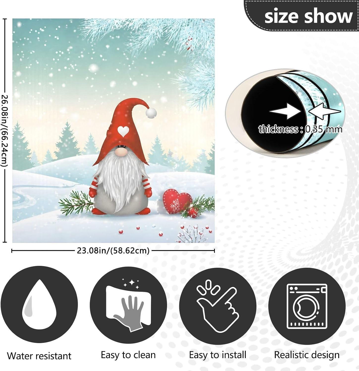 Merry Christmas Tomte Winter Snowflake Pattern Dishwasher Magnet Cover, Dishwasher Magnetic Stickers Panel Decal for Home Kitchen Decorative Fridge Wash Machine 23" W x 26" H 23" W x 26" H