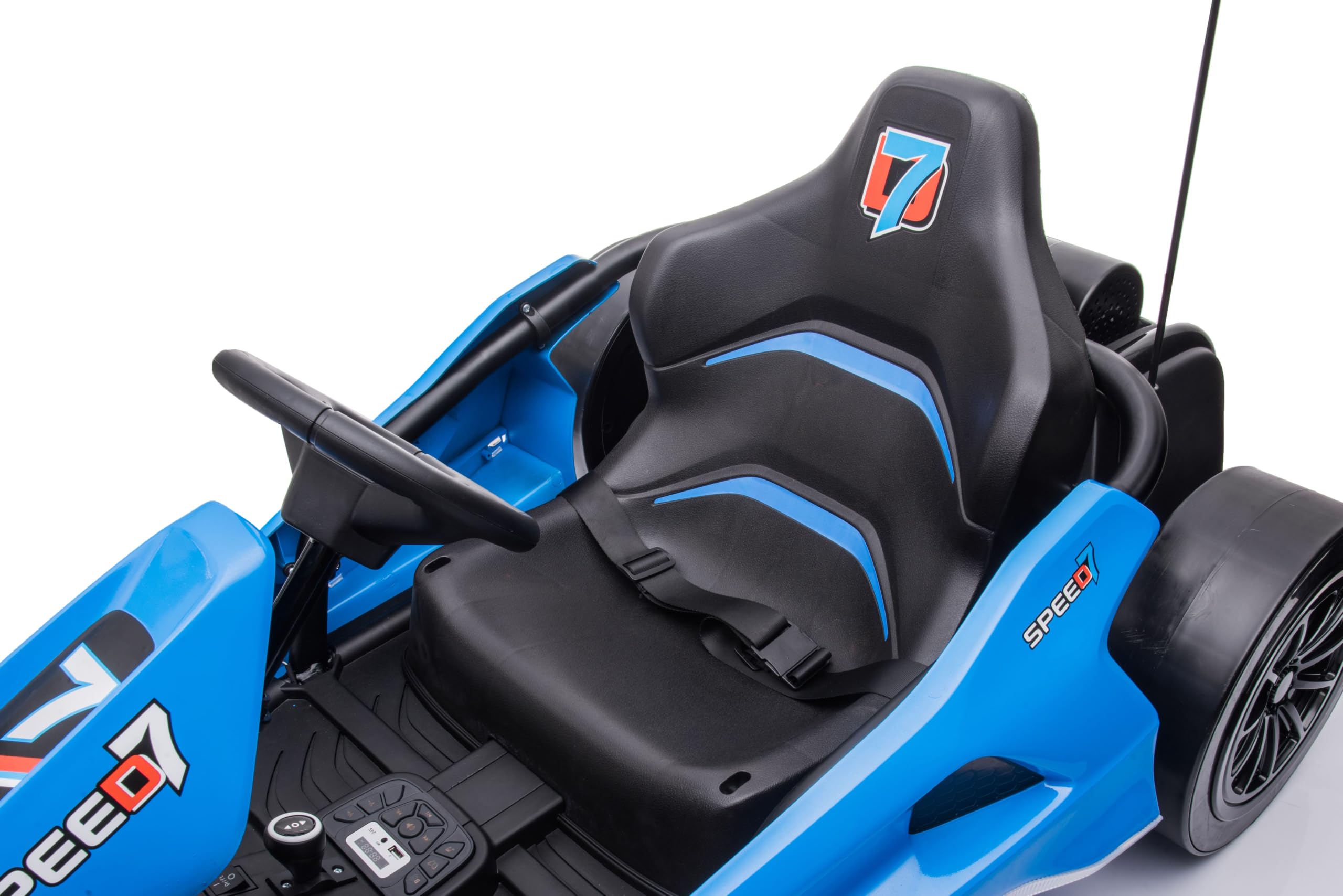 Samochód sportowy dla dzieci - elektryczny samochód typu "Ride-on (3-8 lat) — niebieski