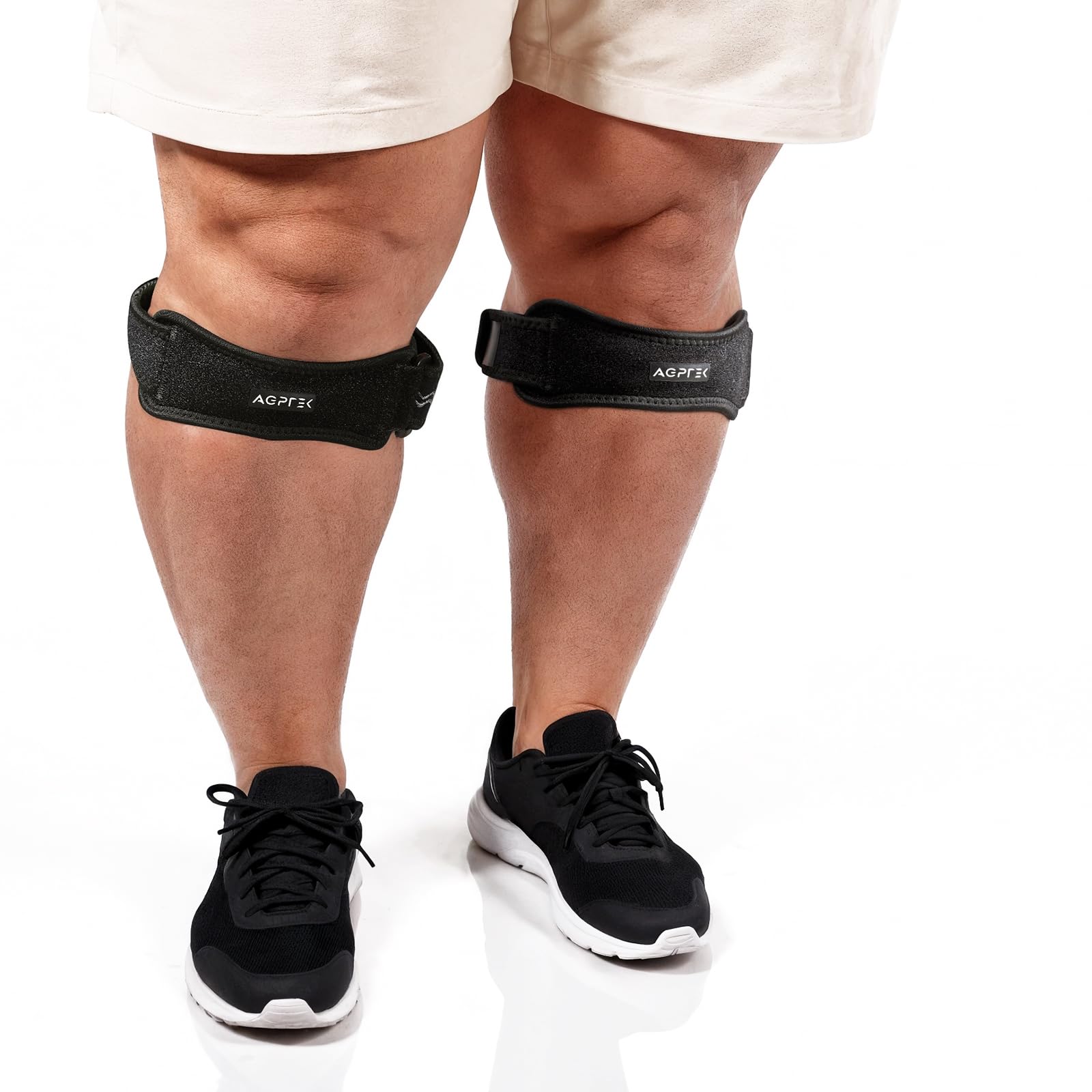 AGPTEK 2 Stück Knieschützer, Orthopädische Unterkern-Kniebandage, verstellbares Band für Sehnenscheidenentzündung, Kniescheibenentzündung, Schutz für Baseball, Tennis, Jogging, Fahrrad