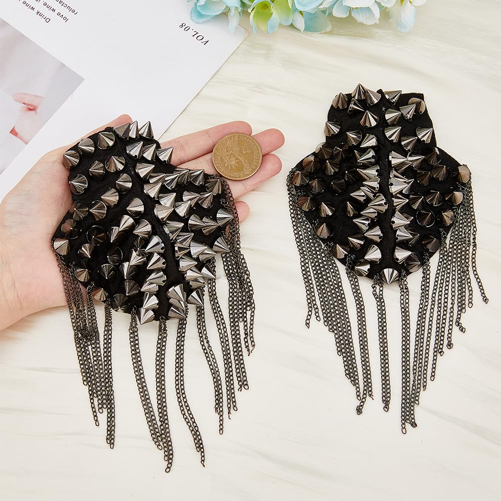 Spalline Punk Con Nappa E Rivetti - Decorazione Staccabile Per Giacche E Cappotti - Foto 11