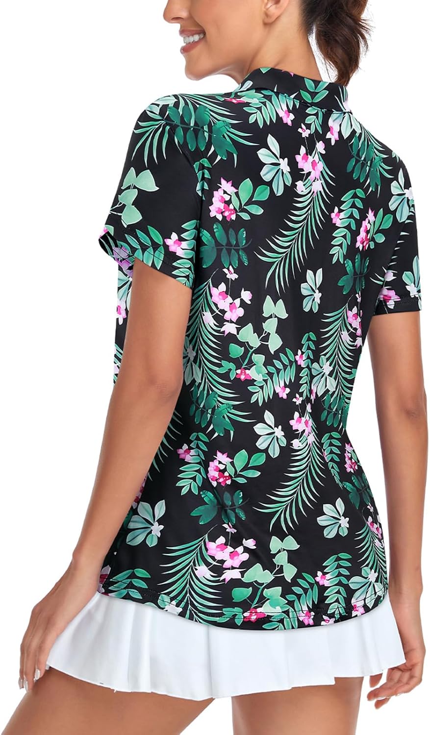 Tanst Sky Womens Golf Shirts Zip Up Overlap Short Sleeve Workout Tops Quick Dry Tennis Shirt