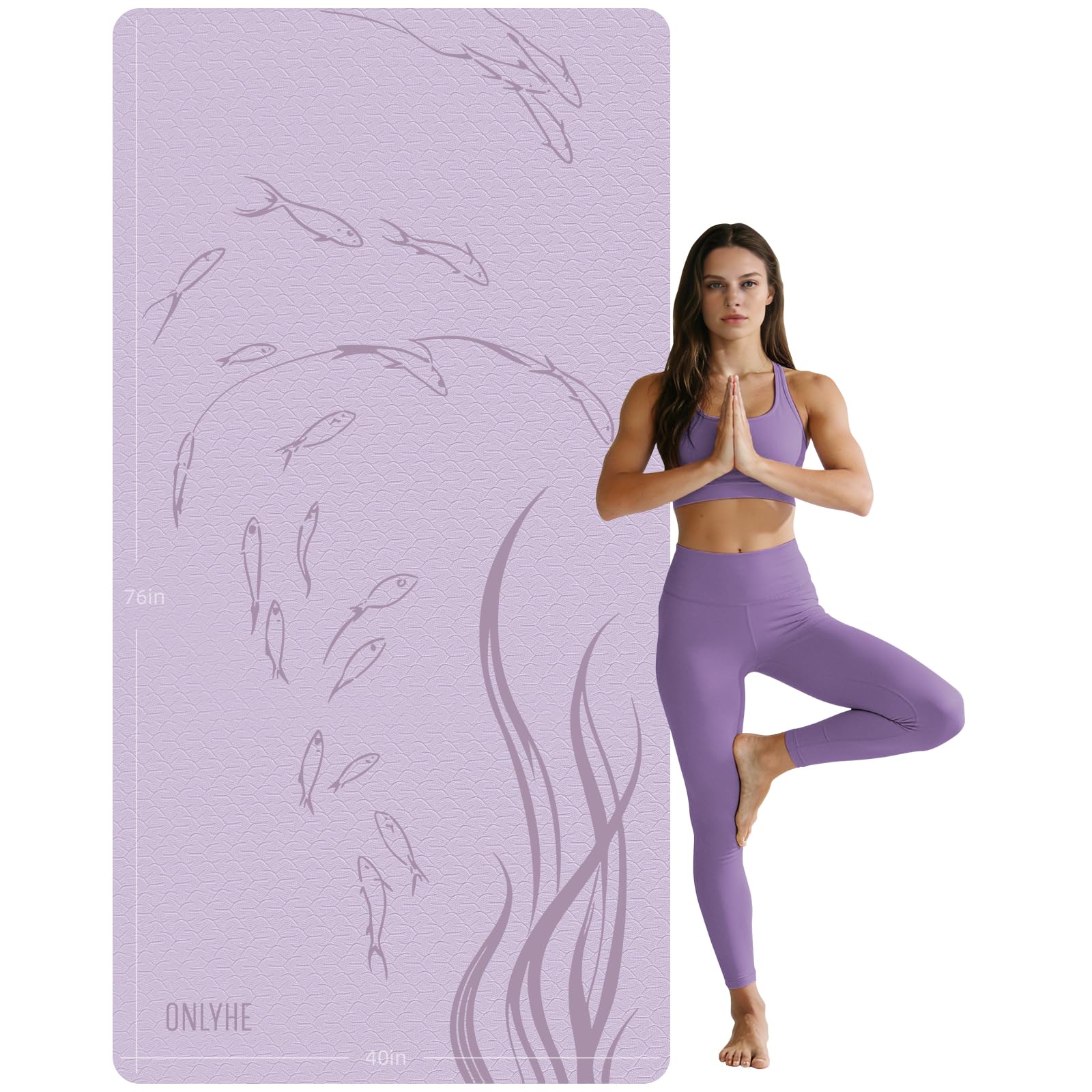 Tappetino da yoga extra largo 76 x 40 x 10 mm TPE antiscivolo per esercizi di fitness