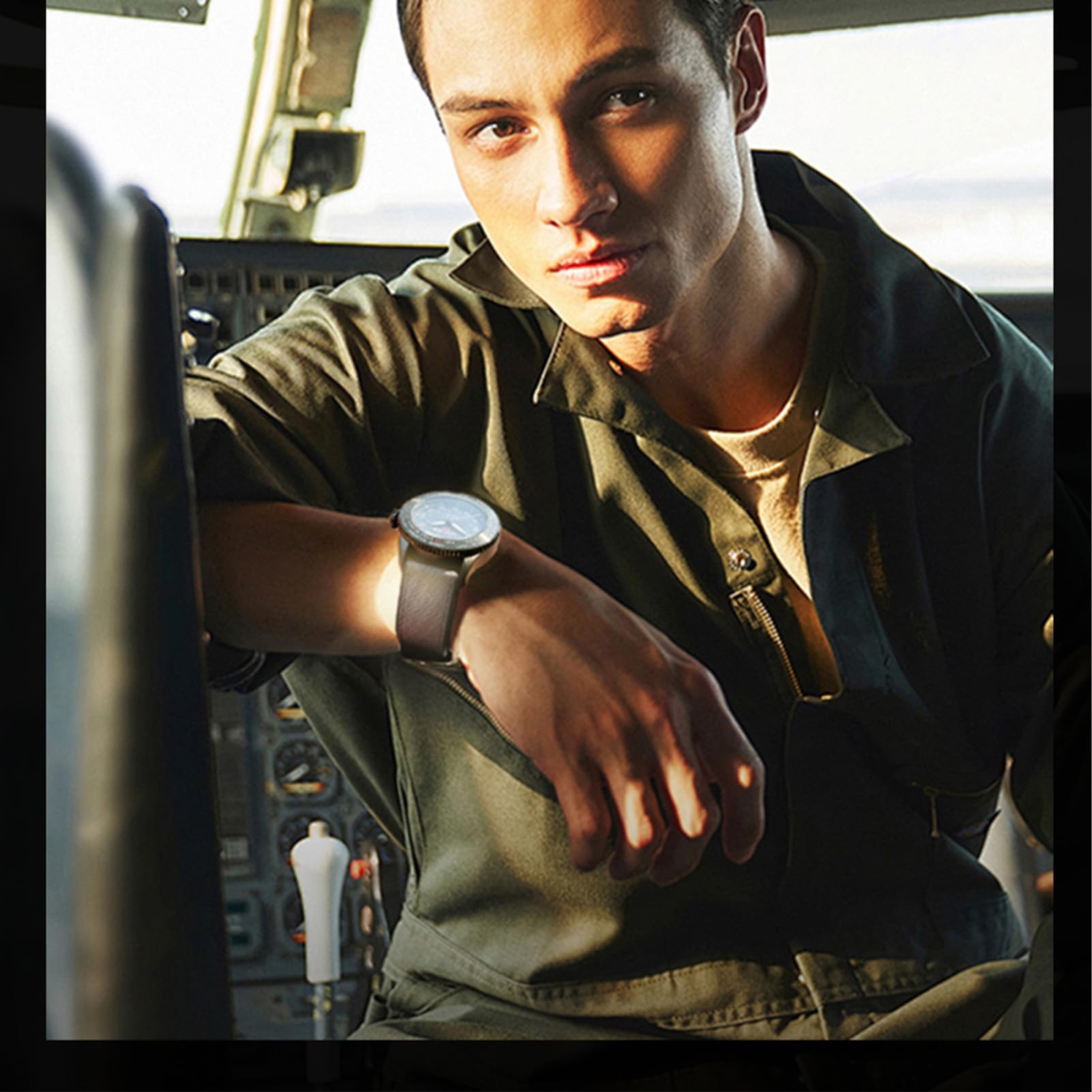 plplaaoo North Edge Mach Pilot Solar Watch para Hombres Visión Nocturna de cronógrafo Impermeable de 50 m Que Dura hasta 180 días Case de Acero Inoxidable de Acero Inoxidable TPR TPR TPR