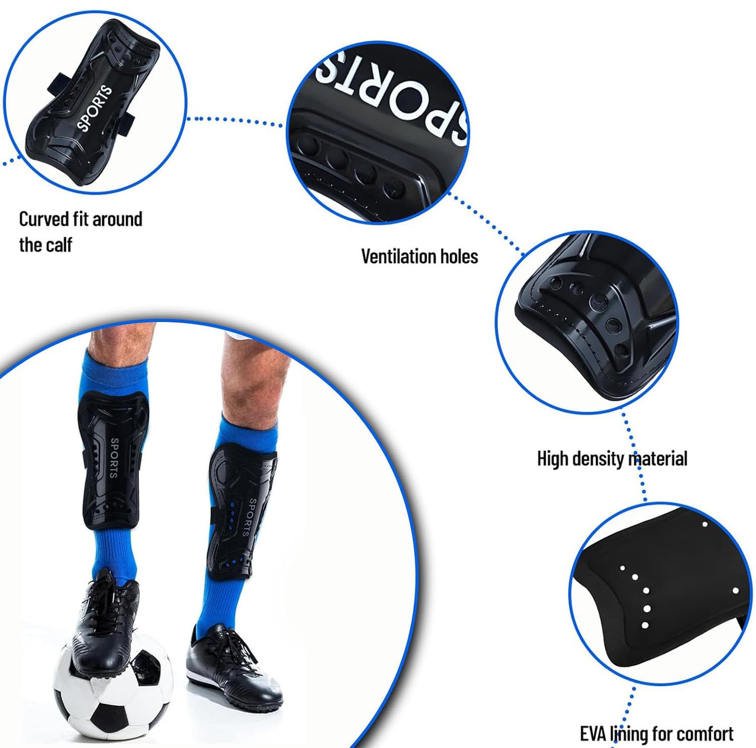 2 pares de espinilleras de fútbol para niños pequeños y jóvenes, espinilleras de fútbol con doble correa ajustable para adolescentes de 3 a 14 años, equipo de protección ligero para pantorrillas para