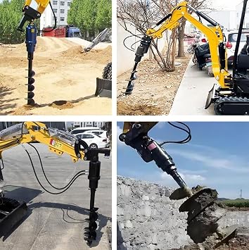 Mini Excavator Auger for 0.8 to 1.5 Tons Excavators,Augers Diameter 200mm & Excavator Attachment,for Digging Holes,Drilling Piles