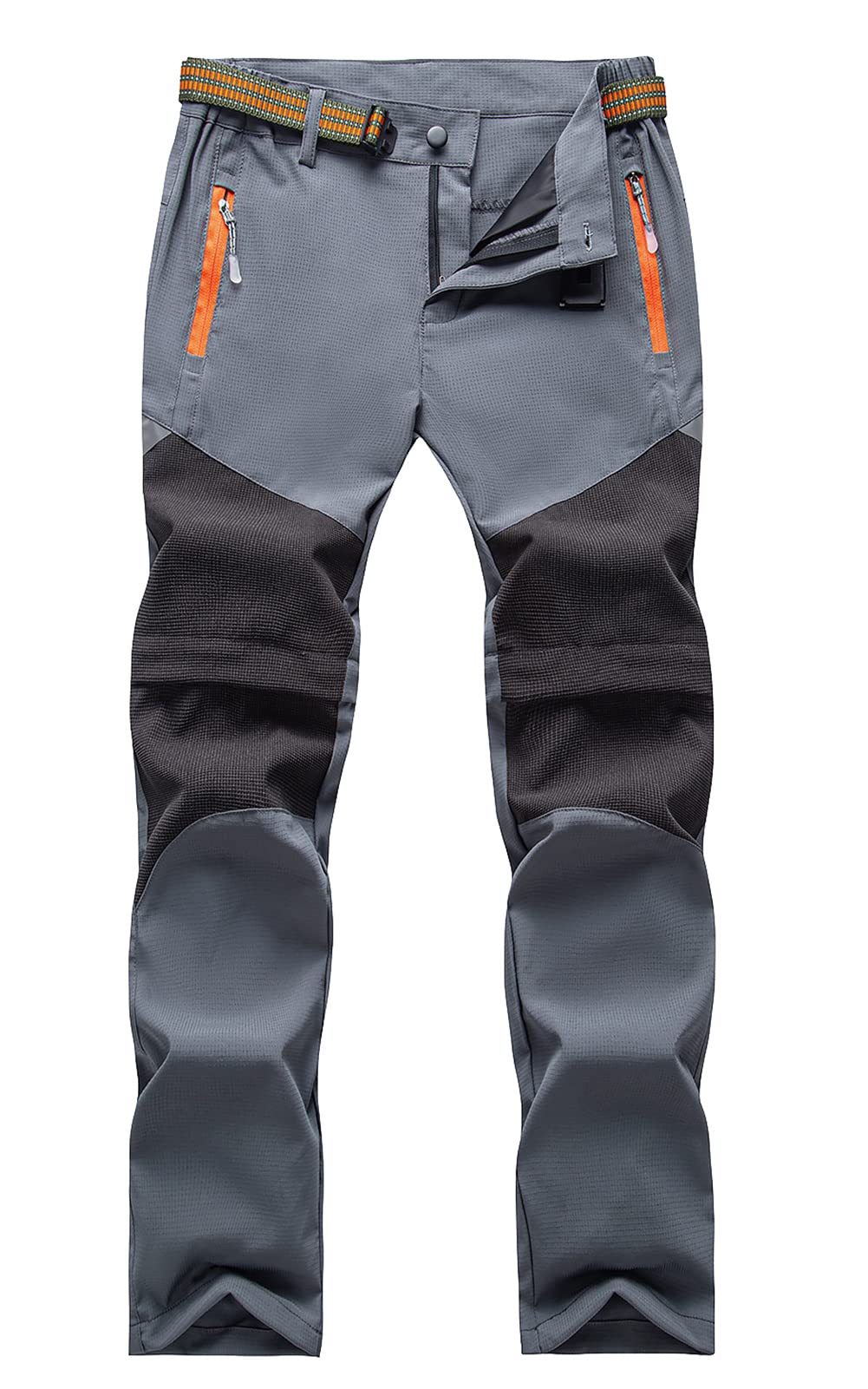 Maeau 2-in-1 Zip Off werkbroek voor kinderen, jongens, sneldrogend, licht, waterafstotend, outdoorbroek, wandelbroek, trekkingbroek, softshellbroek met riem, voor lente, zomer, herfst, 116-152