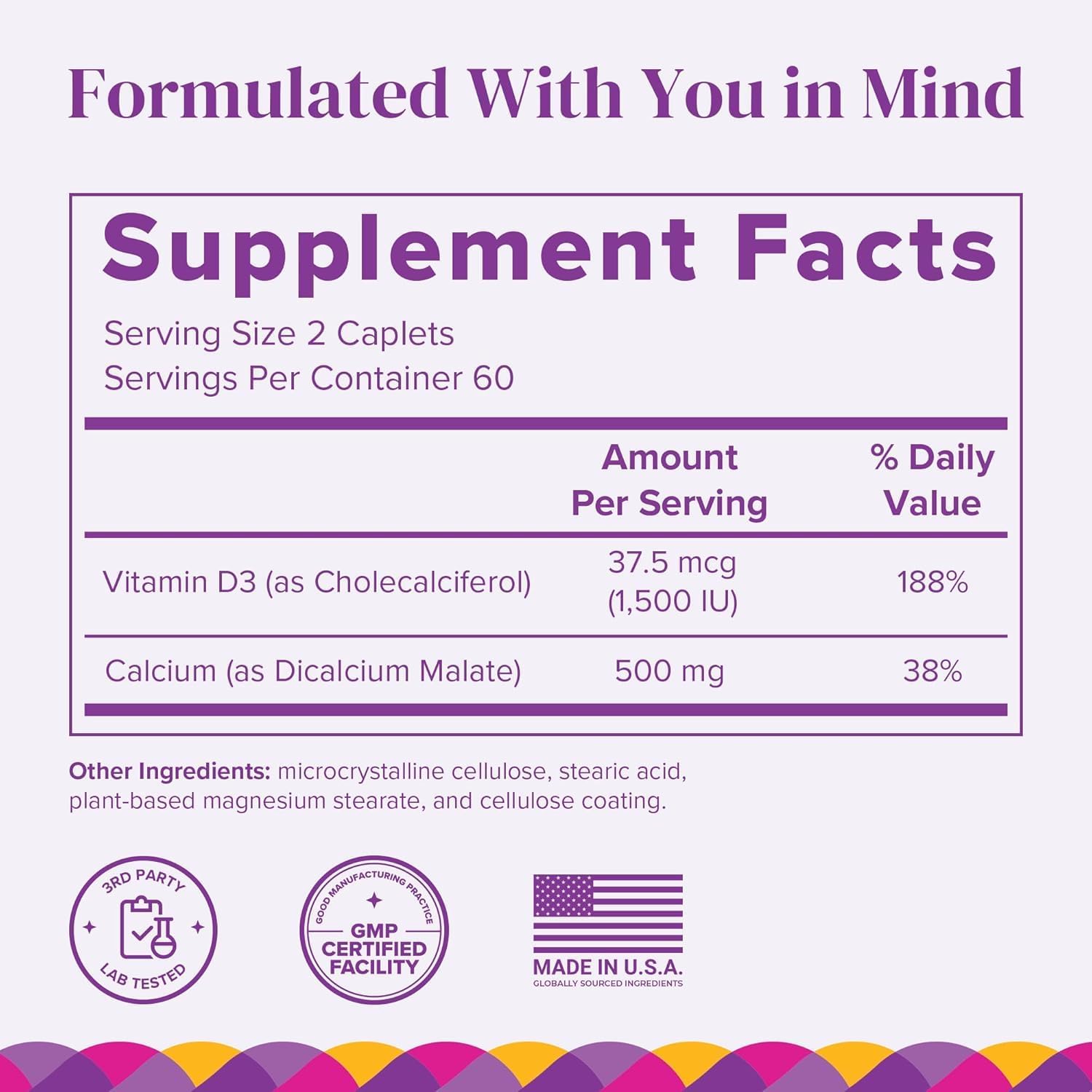 Barimelts Quick-Glide™ Calcium – Easy-to-Swallow Women’s Calcium Supplement with Vitamin D3 – Bone Health & Strength Support – Bioavailable Dicalcium Malate – 120 Smooth-Coated Caplets - Image 2