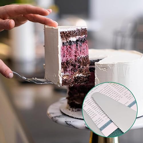 Miniatura 9 de tiokin Juego de cuchillos y servidores para tartas de boda, juego de corte de pastel de acero inoxidable, 2 piezas, incluye cortador de pasteles y