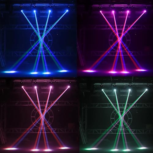 Vista 3 de U`King luz de LED con cabezal móvil, haz de luz RGBW con DMX para iluminación de escenario, fiesta, discoteca, espectáculo de DJ., Negro