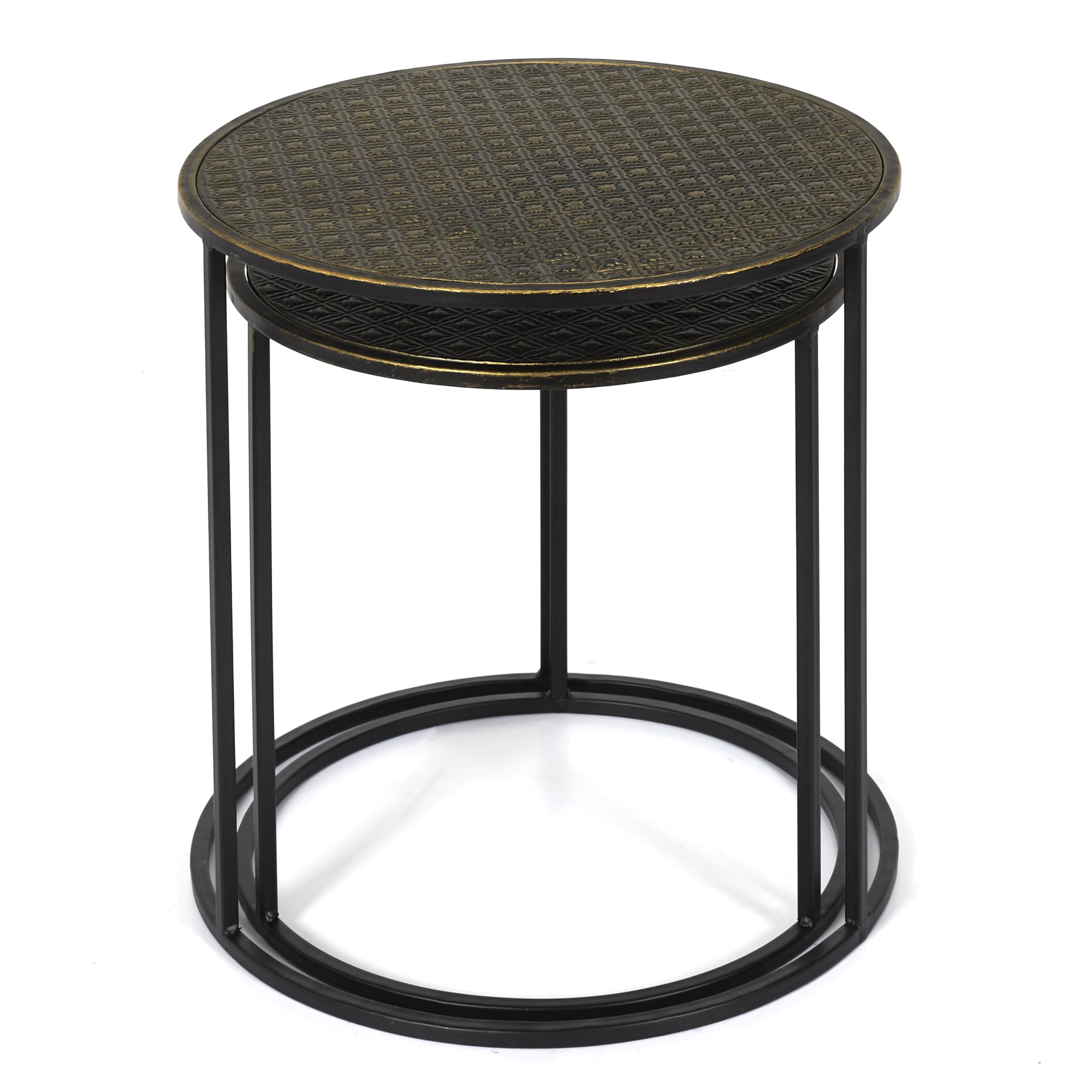 HOME DECO FACTORY - Lot de 2 Tables Gigognes Métal Martelé Mirage - Dimensions : Small 35 x 35 cm - Tall 40 x 40 cm